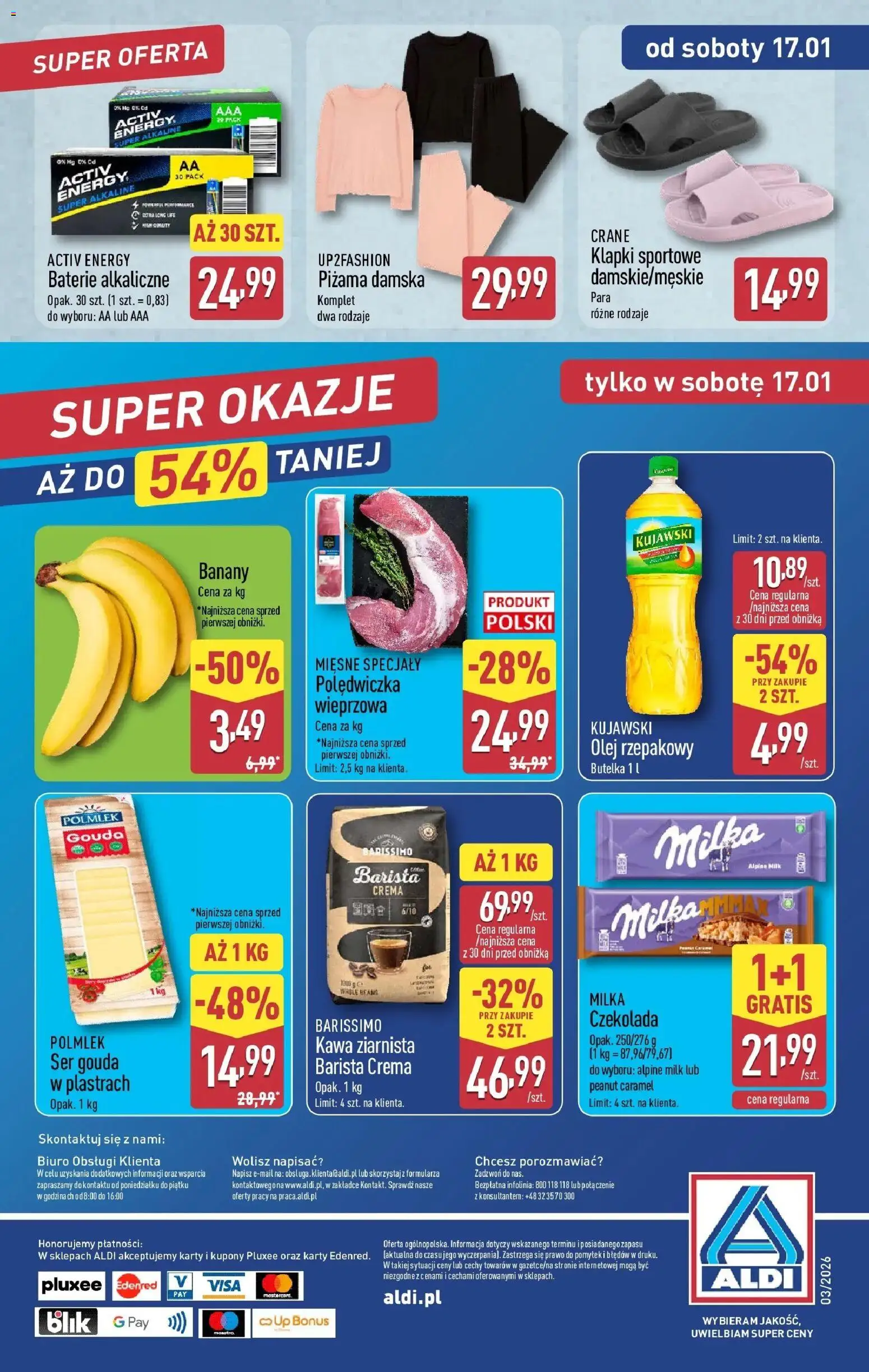 Aldi Gazetka - Okazje na weekend od 15.01.2026 | Strona: 10 | Produkty: Kawa ziarnista, Baterie, Olej, Banany