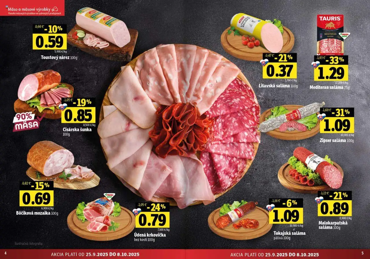 Nové Fresh akcie – leták je platný od 25.09.2025 | Strana: 3 | Produkty: Saláma, Šunka, Krkovička