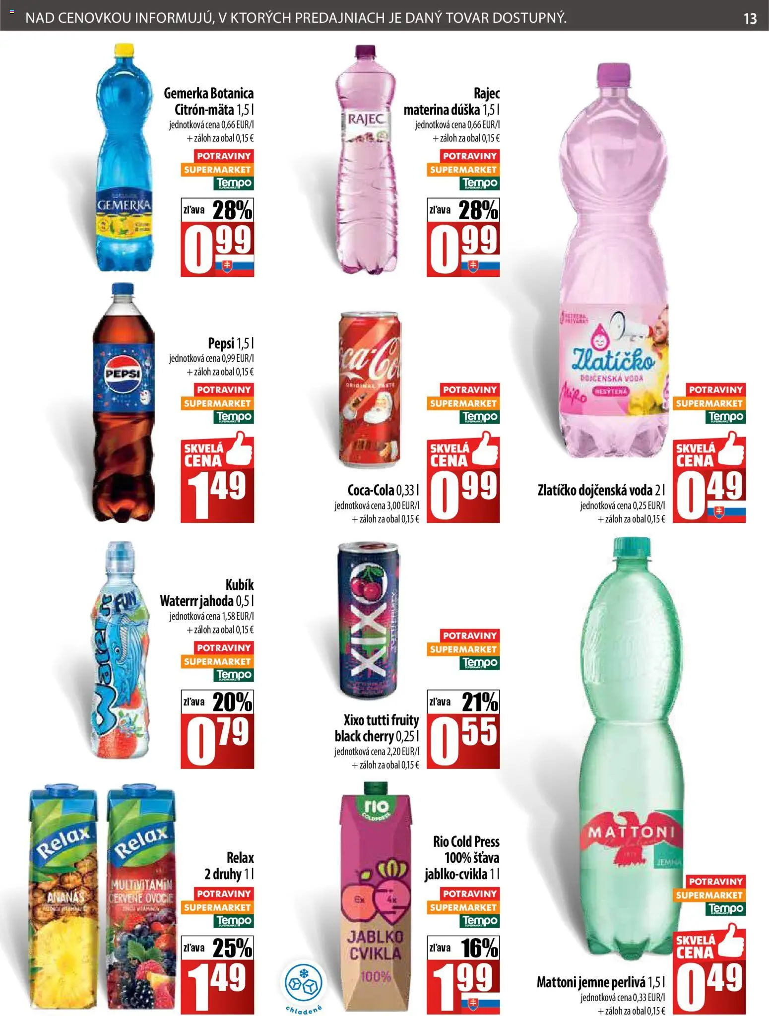 Nové COOP Jednota akcie – leták je platný od 13.11.2025 | Strana: 13 | Produkty: Rajec, Ananás, Pepsi, Ovocie