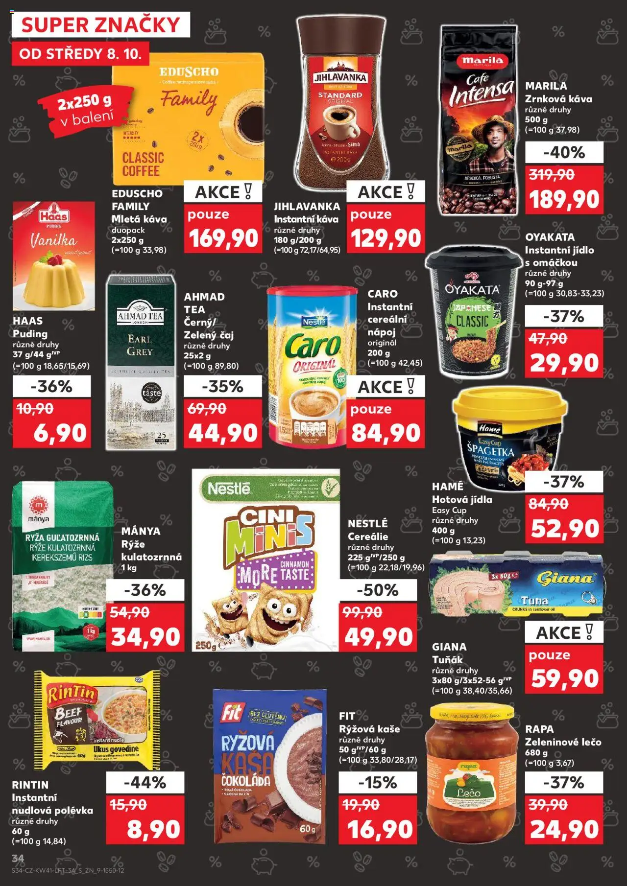 Kaufland leták - Praha 4 od 08.10.2025 | Strana: 34 | Produkty: Tuňák, Zelený čaj, Puding, Caro