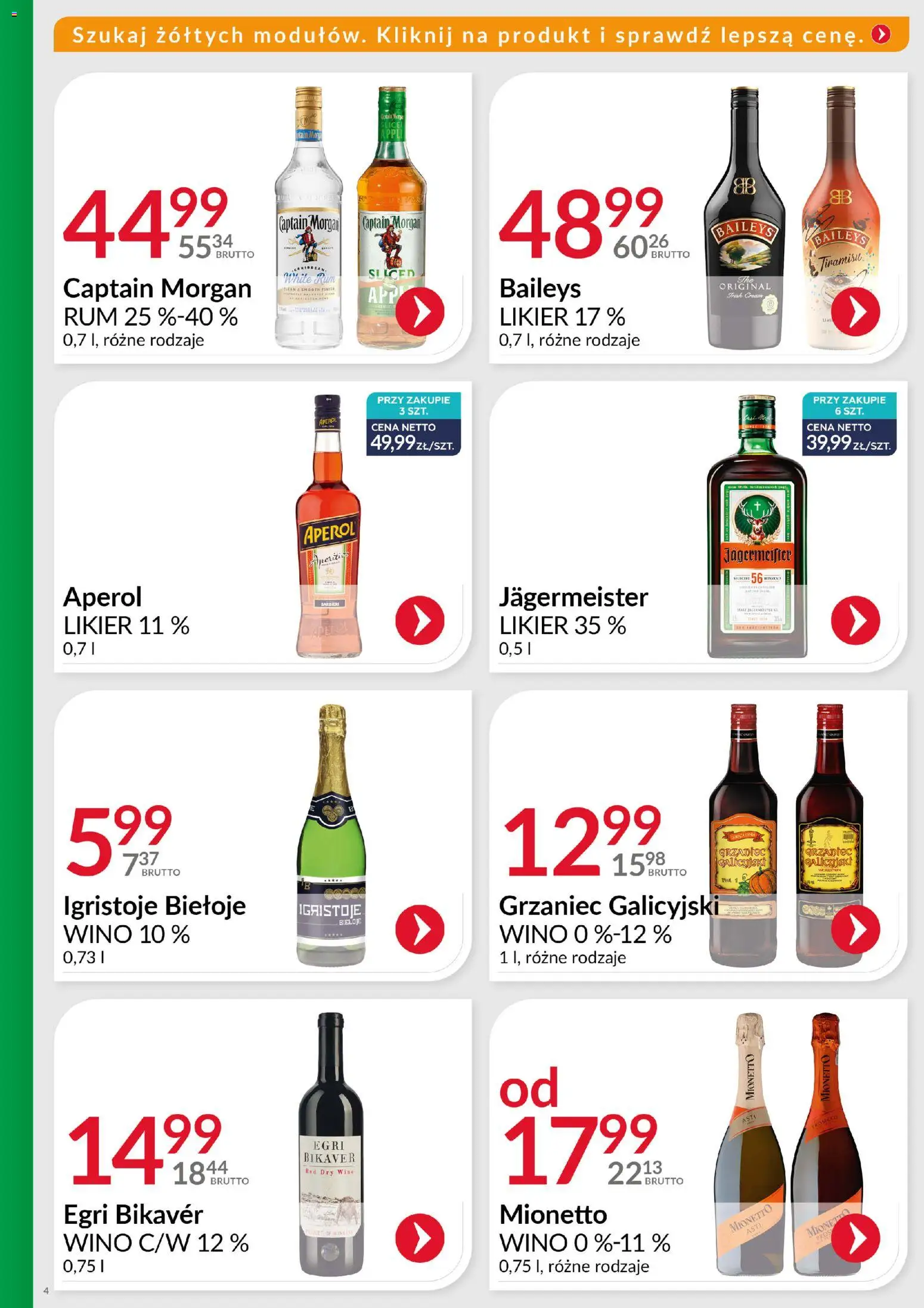 Eurocash Gazetka - Ofensywa Cenowa Alkoholowa od 01.12.2025 | Strona: 4 | Produkty: Baileys, Grzaniec galicyjski, Captain Morgan, Rum