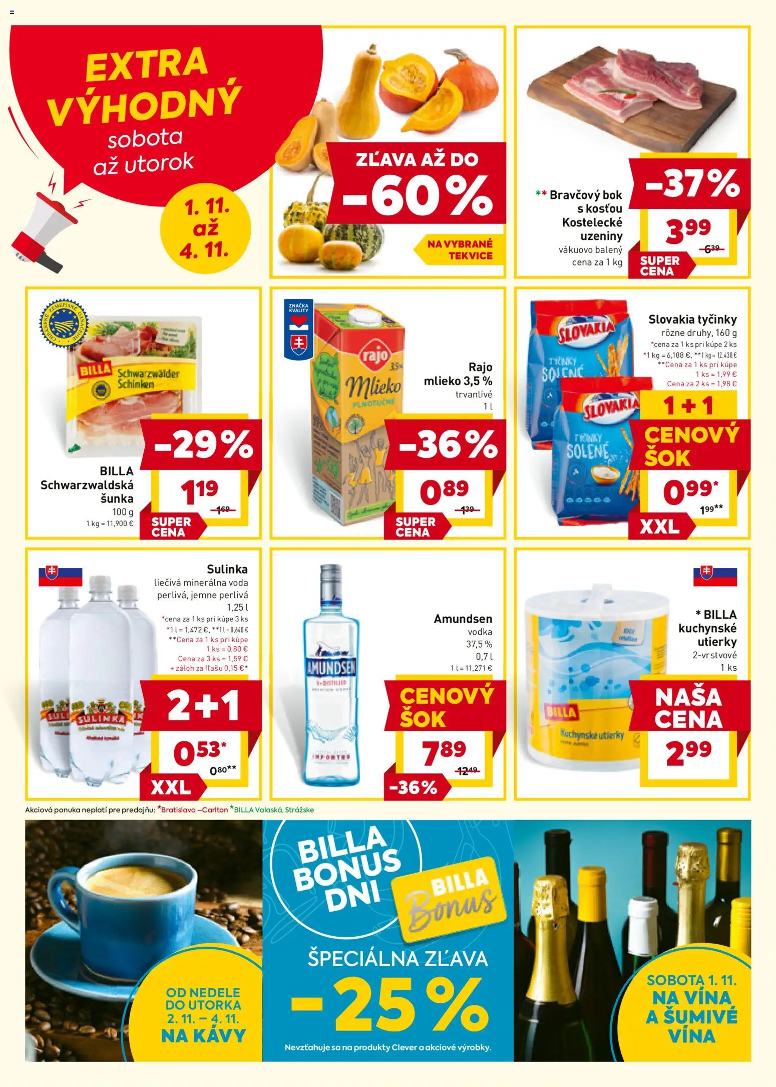 Nové Billa akcie – leták je platný od 29.10.2025 | Strana: 20 | Produkty: Mlieko, Sulinka, Vodka, Minerálna voda