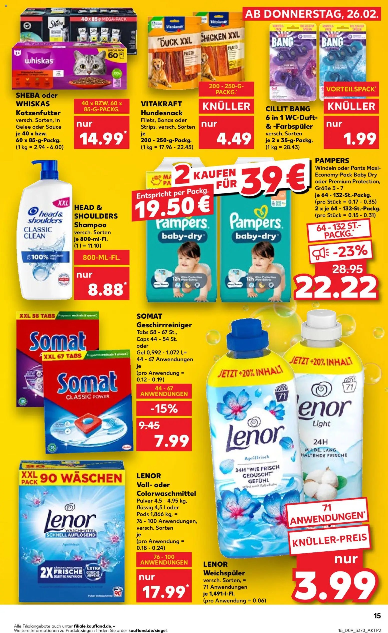Kaufland prospekt Frankfurt (Oder)	 – gültig ab 26.02.2026 | Seite: 15 | Produkte: Lenor, Sheba, Katzenfutter, Shampoo