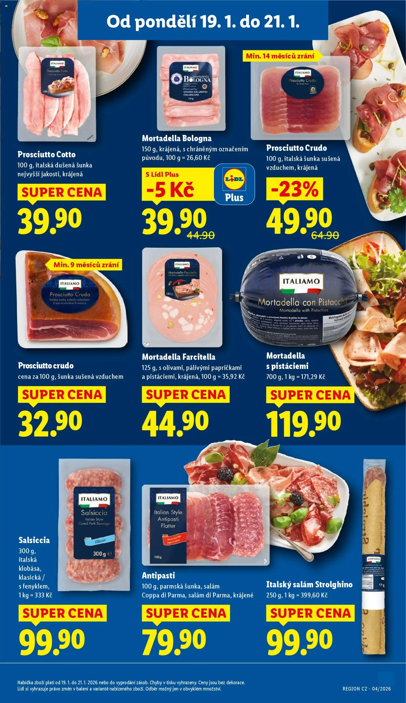 Lidl leták od 19.01.2026 | Strana: 15 | Produkty: Šunka, Prosciutto, Salsiccia, Cotto
