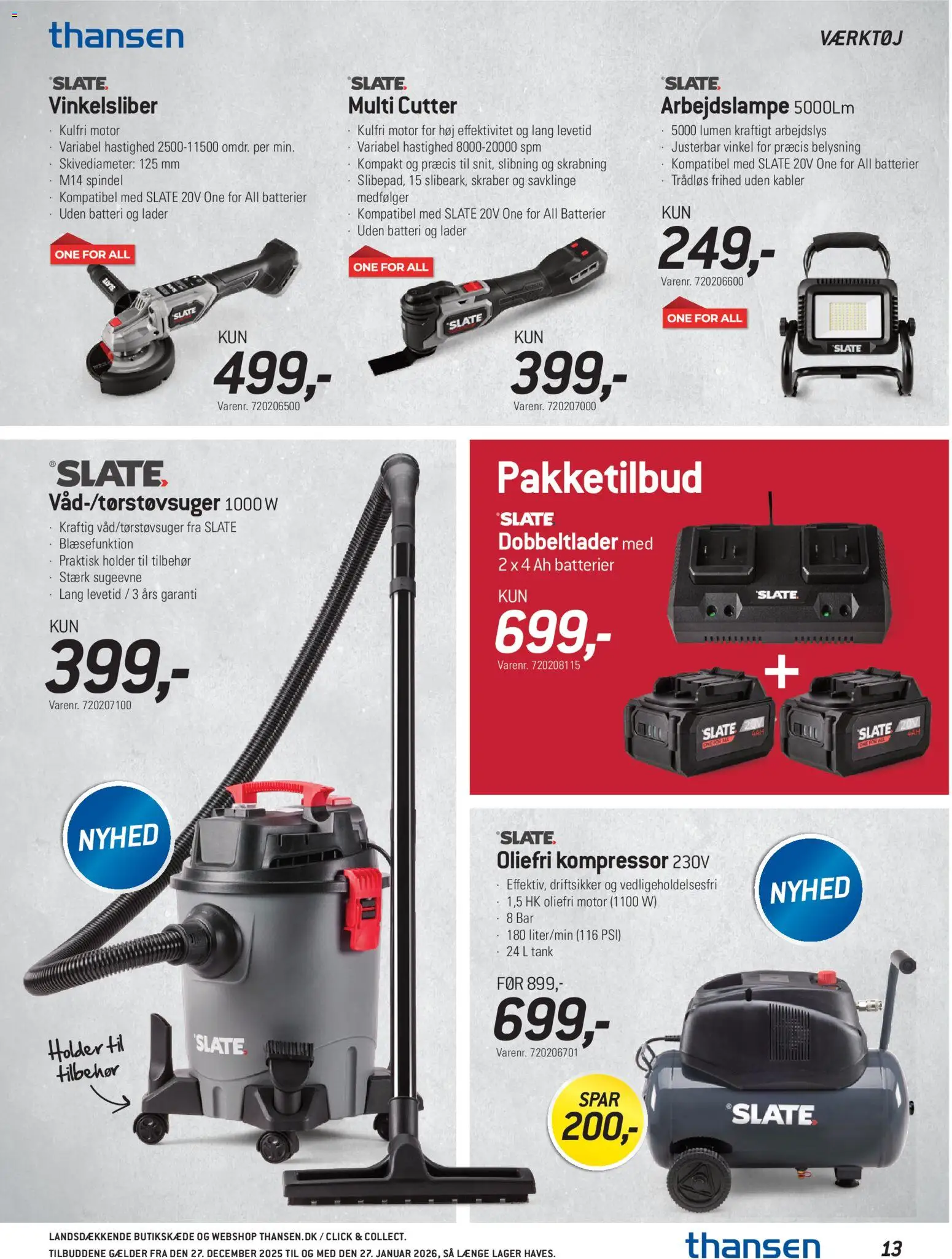 Thansen tilbudsavis – gyldig fra 27.12.2025 | Side: 13 | Produkter: Batterier, Kabler, Batteri