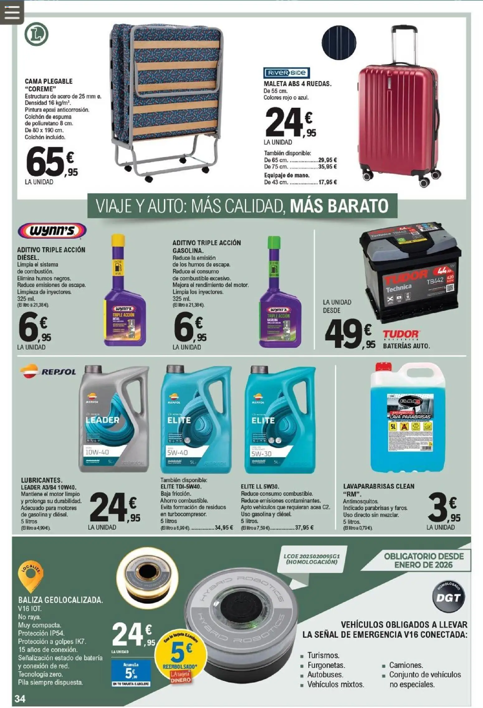 E.Leclerc folleto │ válido desde el 25.03.2026 | Página: 34 | Productos: Maleta, Colchon, Cama, Batería