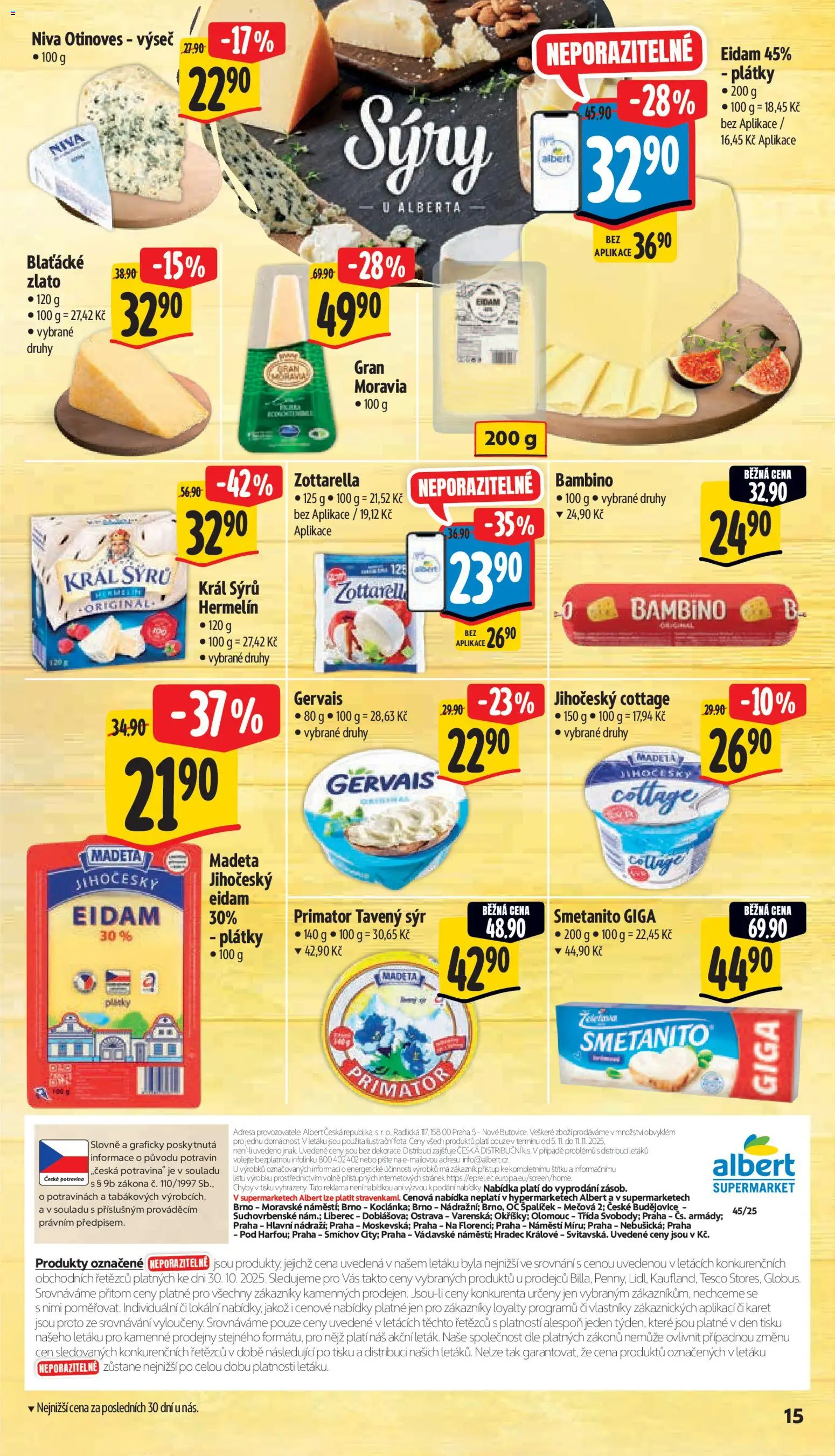 Albert leták - Supermarket od 05.11.2025 | Strana: 25 | Produkty: Hermelín, Sýry, Gervais, Niva