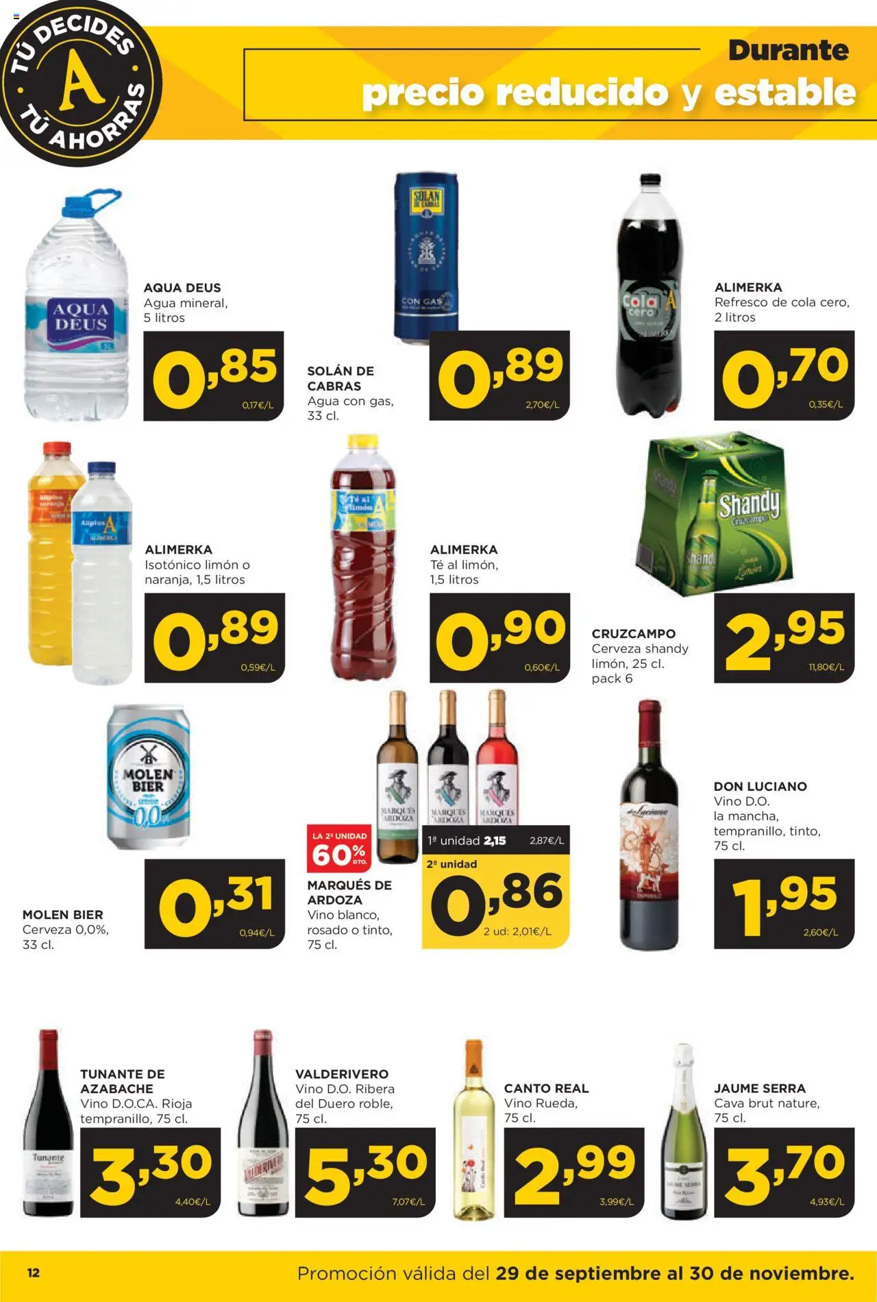 Alimerka folleto │ válido desde el 29.09.2025 | Página: 12 | Productos: Vino, Cerveza, Té