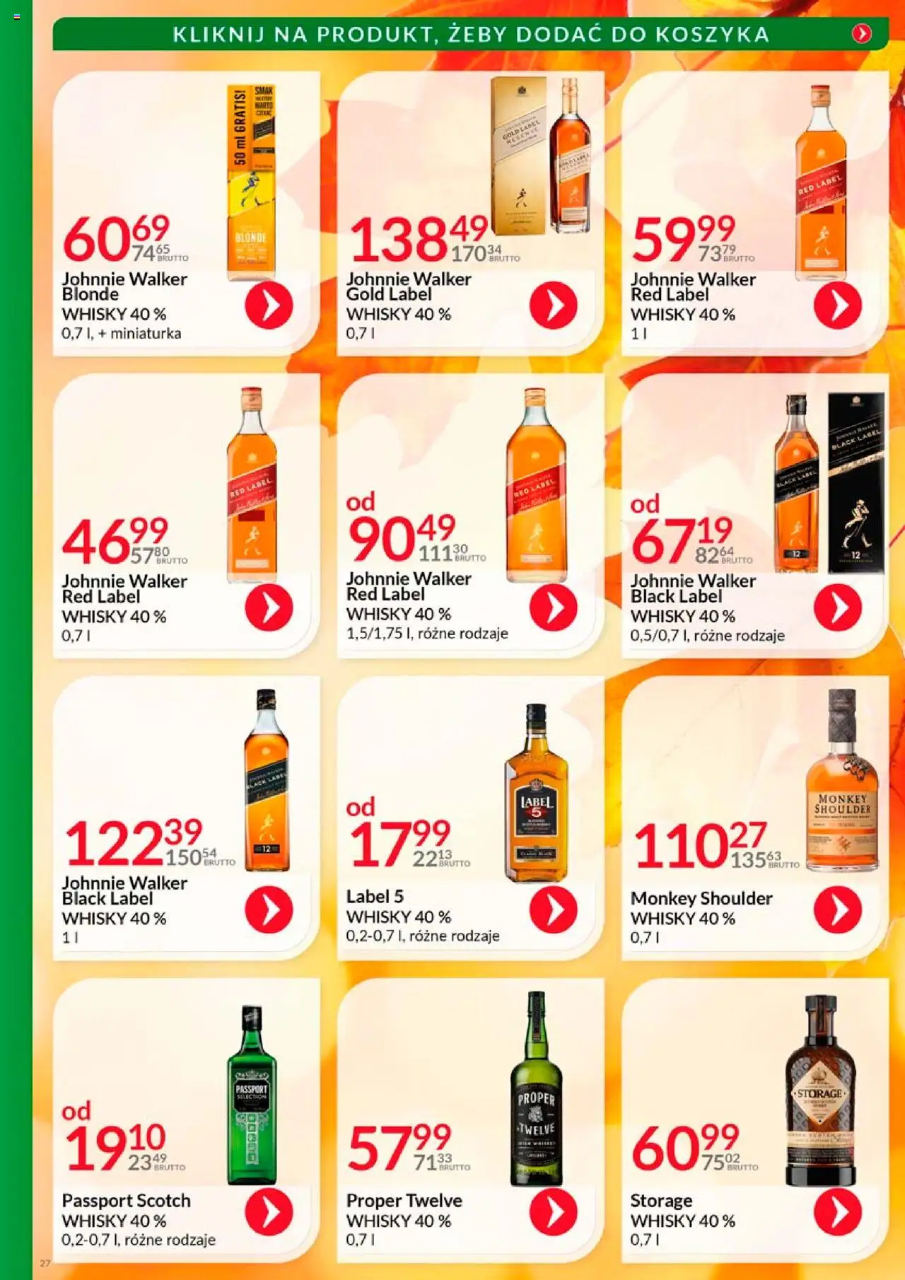 Eurocash Gazetka - Katalog Alkoholowy od 01.10.2025 | Strona: 27 | Produkty: Red label, Black Label, Monkey shoulder, Whisky
