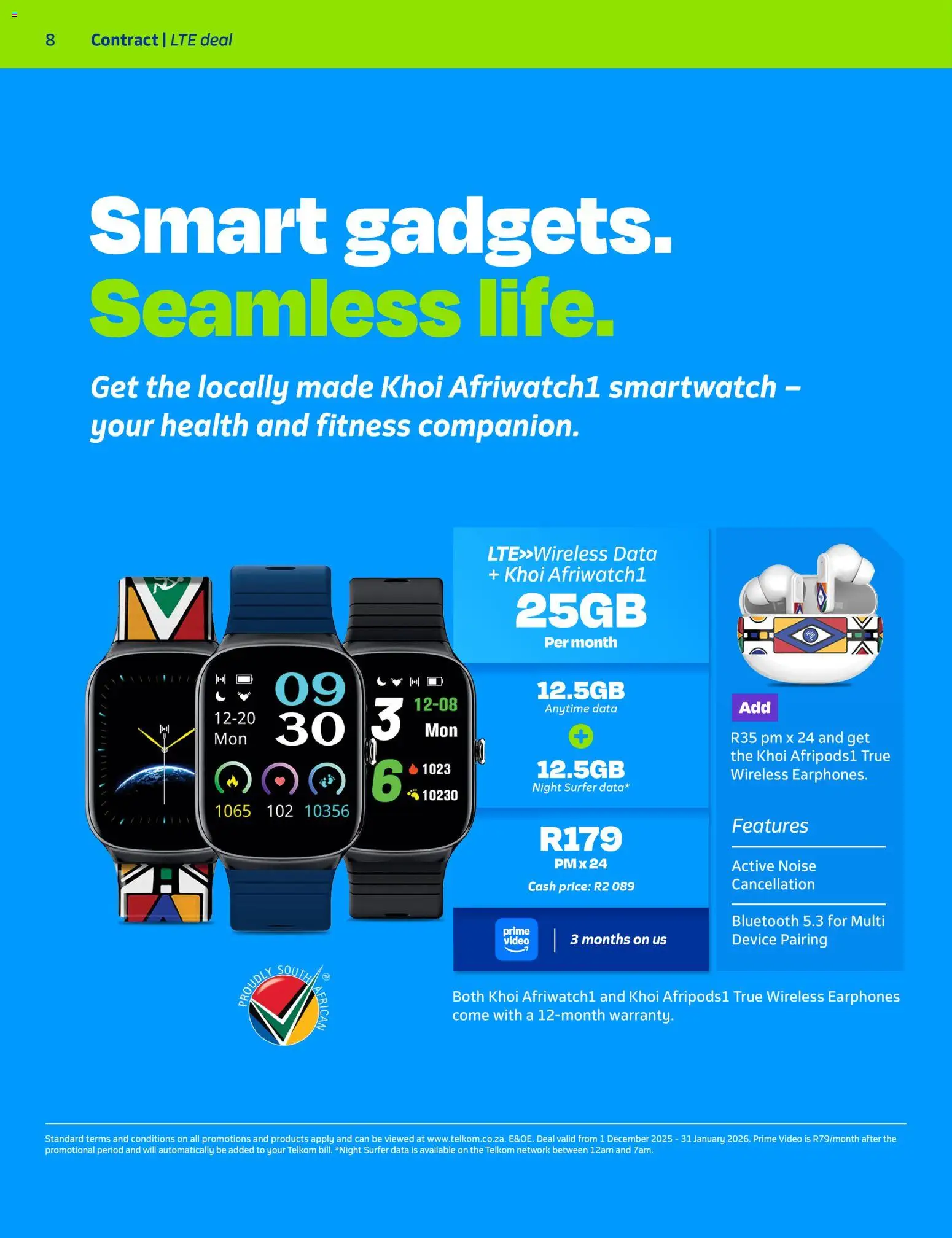 New Telkom catalogue – valid from 01.12.2025 | Page: 8 | Products: Data, Earphones, Smartwatch