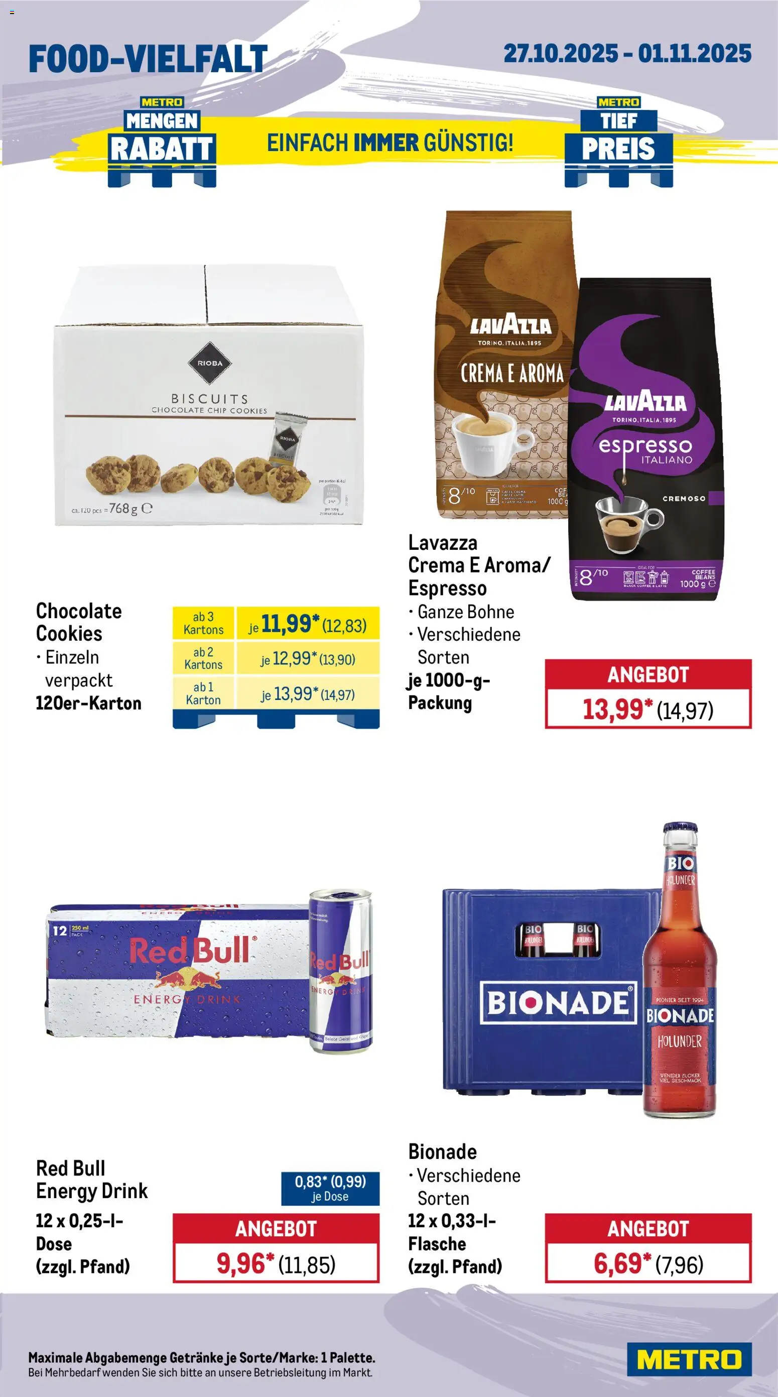 Metro Wochen-Angebote Gastro – gültig ab 27.10.2025 | Seite: 15 | Produkte: Lavazza, Bionade, Zucker, Chips