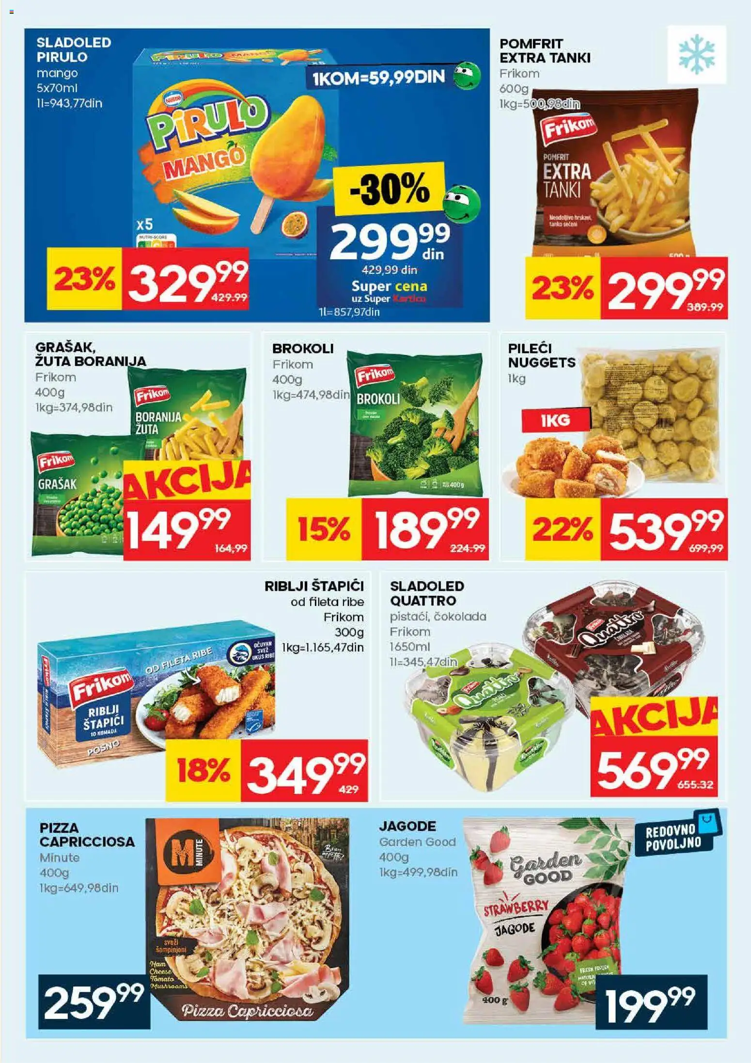 Idea katalog - važi od 23.04.2026 | Strana: 15 | Proizvode: Grašak, Mango, Riblji štapići, Pomfrit