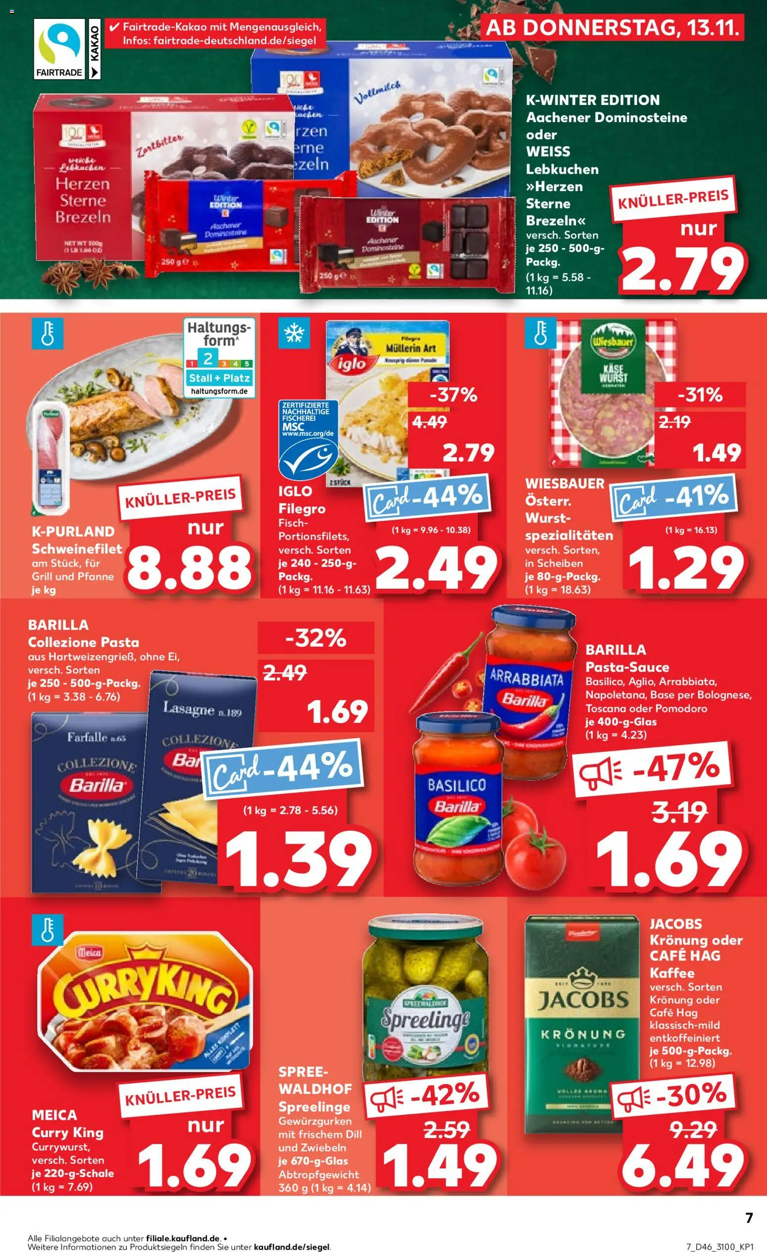 Kaufland prospekt Leipzig	 – gültig ab 13.11.2025 | Seite: 7 | Produkte: Käse, Iglo, Wurst, Pasta