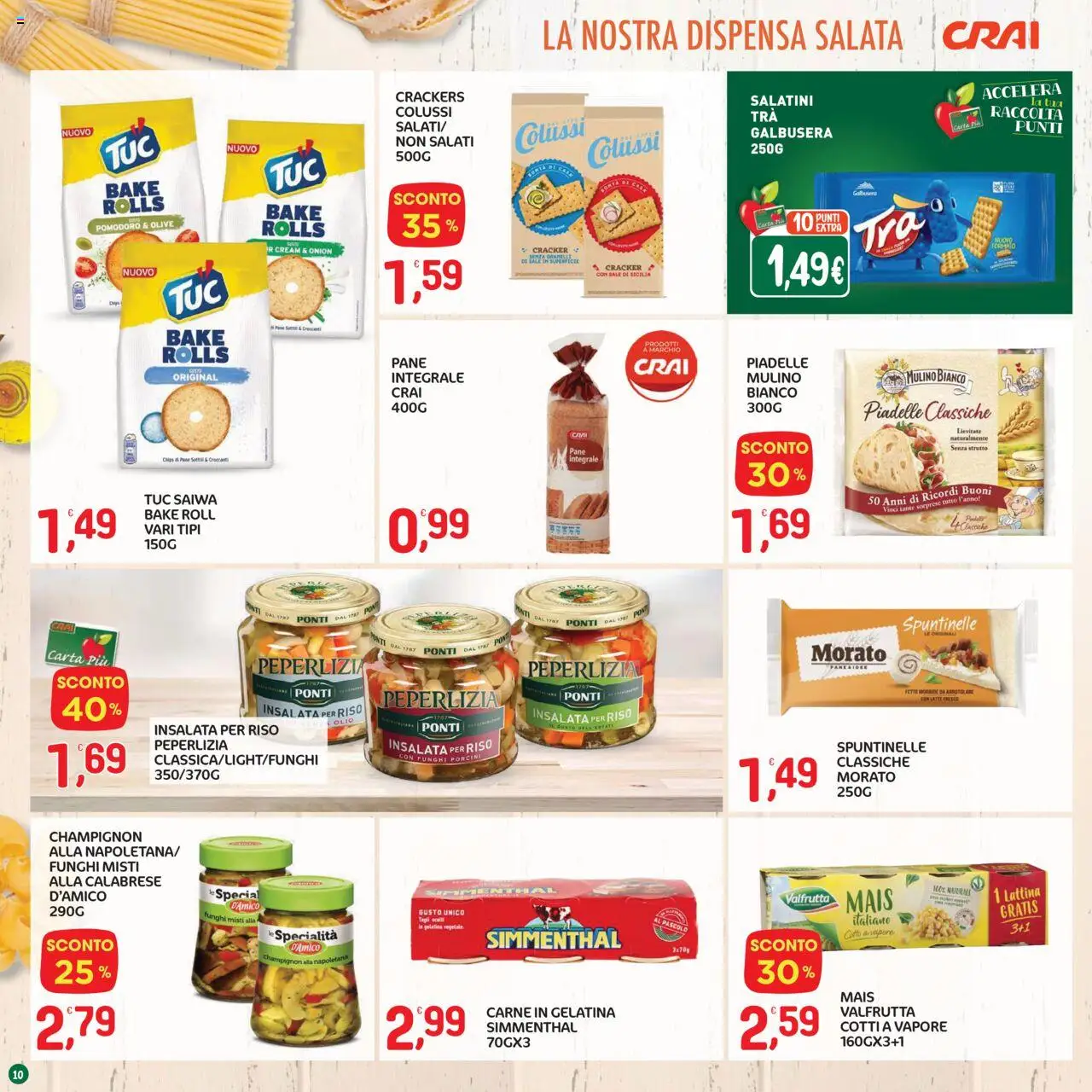 Volantino CRAI del 07.08.2025 | Pagina: 10 | Prodotti: Salatini, Pane, Riso, Latte
