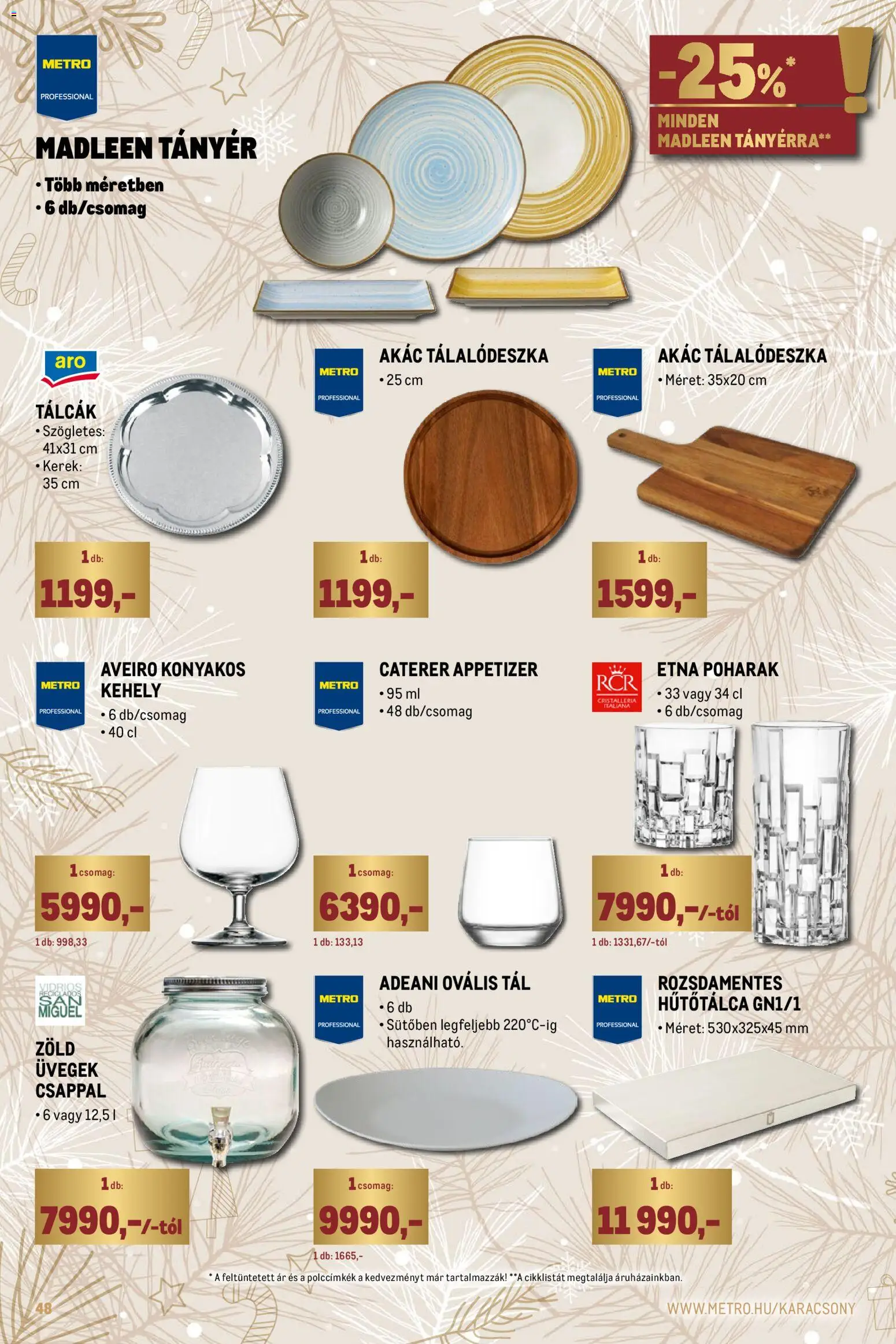 Metro akciós ujság - amely érvényes a következő dátumtól: 01.12.2025 | Oldal: 48 | Termékek: Poharak, Tányér
