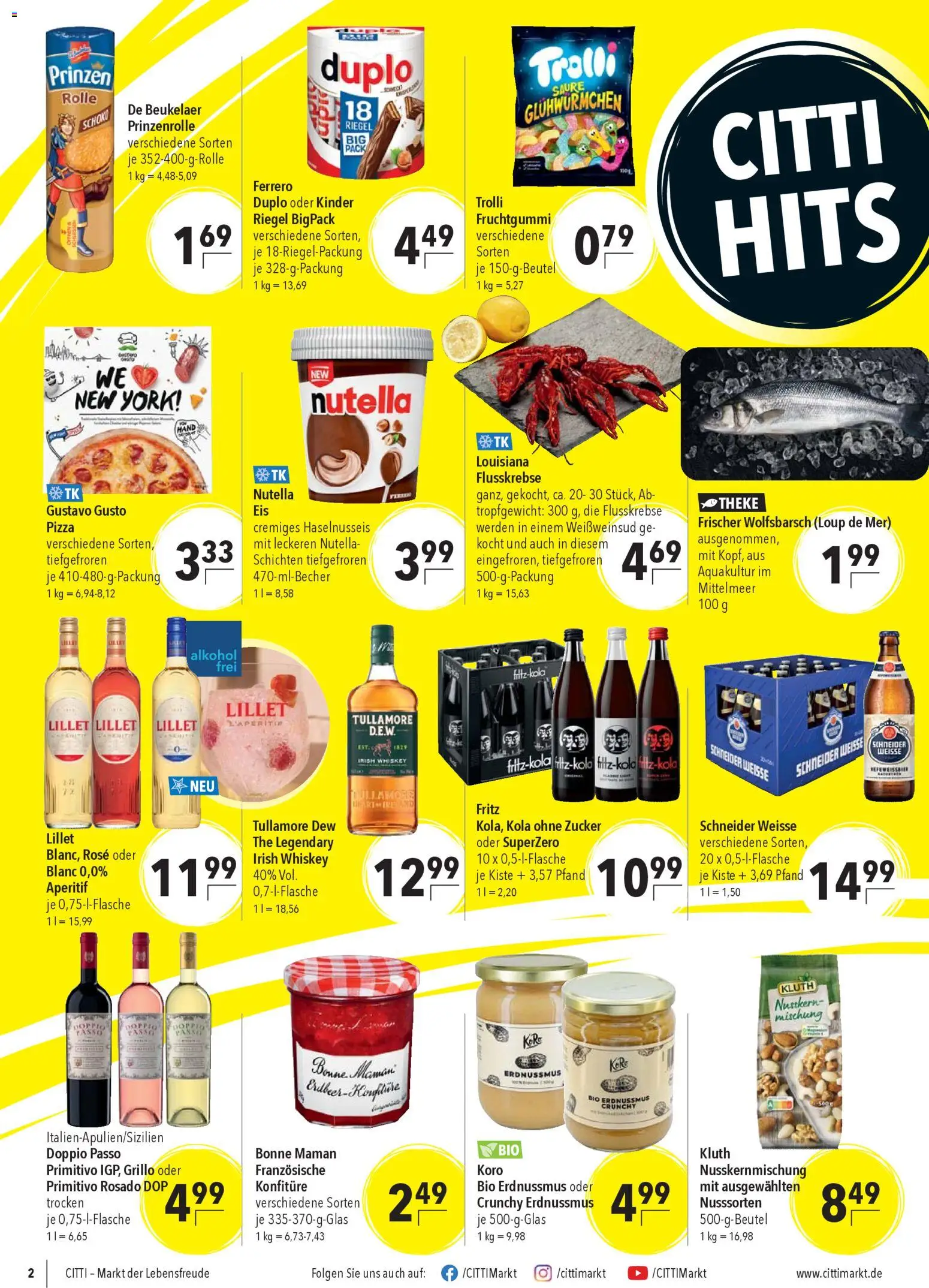 CITTI Markt Prospekt 	 – gültig ab 22.04.2026 | Seite: 2 | Produkte: Gustavo gusto, Lillet, Nutella, Zucker