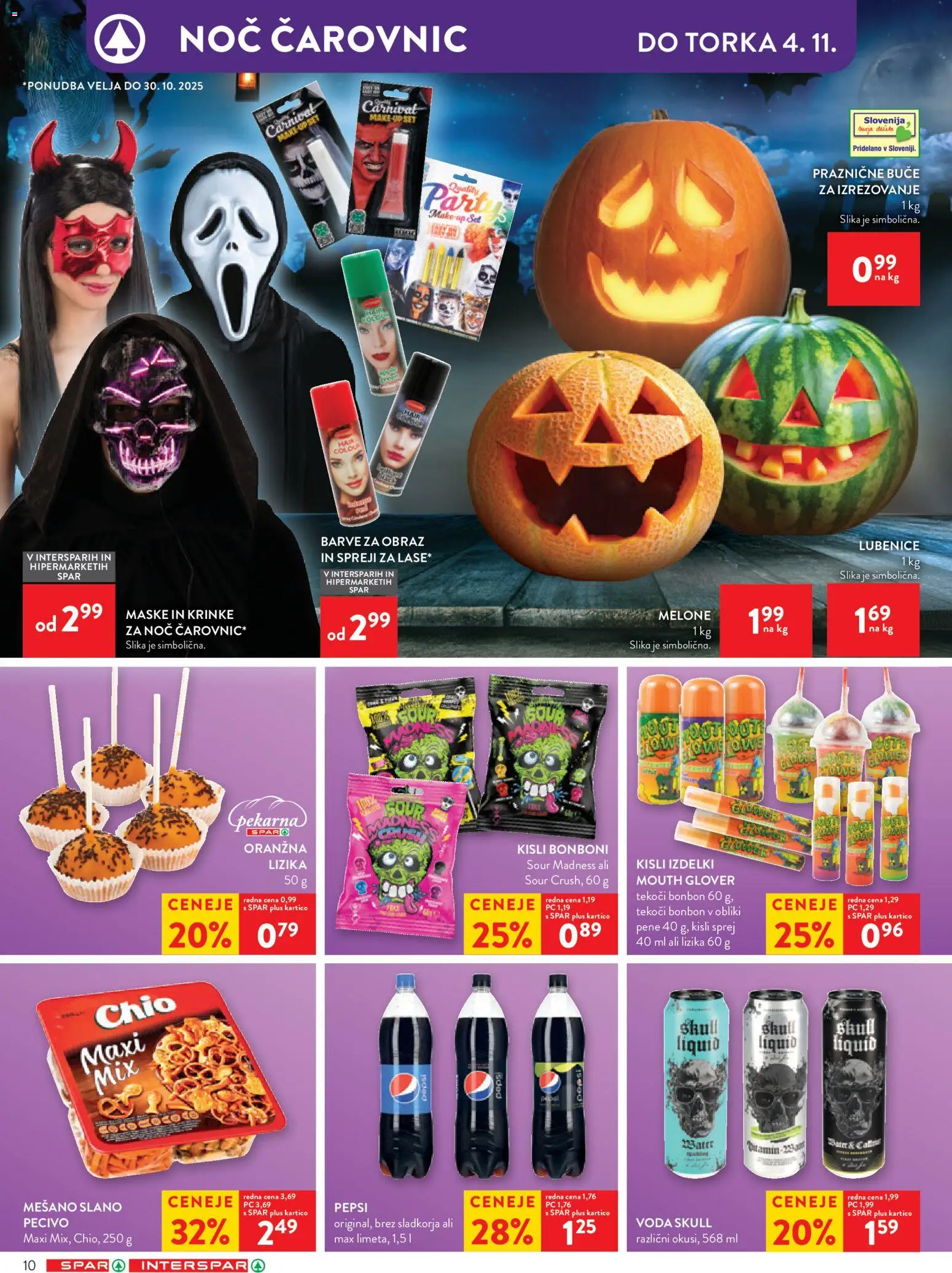 Novi Spar katalog ponudbe – veljaven od 29.10.2025 | Stran: 15 | Izdelki: Bonboni, Buče, Voda, Lubenice
