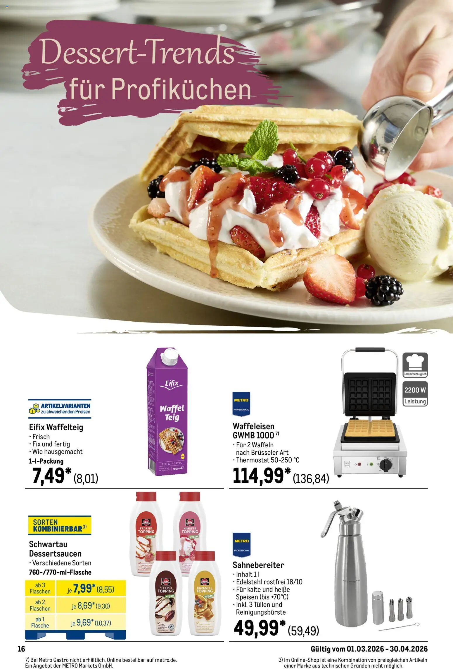 Metro Saisonkatalog Frühlings-Genuss – gültig ab 01.03.2026 | Seite: 16 | Produkte: Waffeln, Waffeleisen