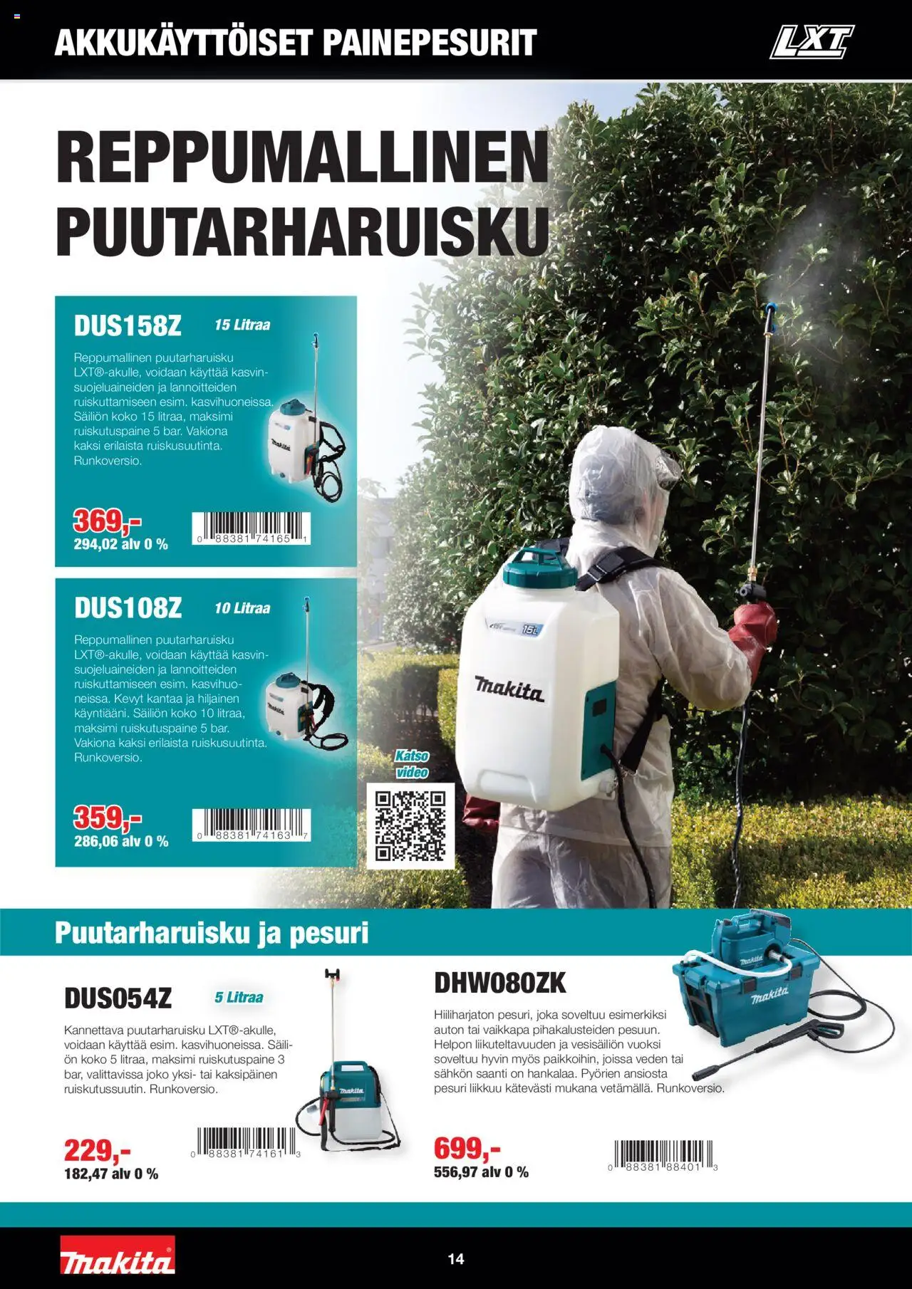 Makita tarjoukset - LXT Puutarha 2025 – voimassa 08.05.2025 alkaen | Sivu: 14 | Tuotteet: Video