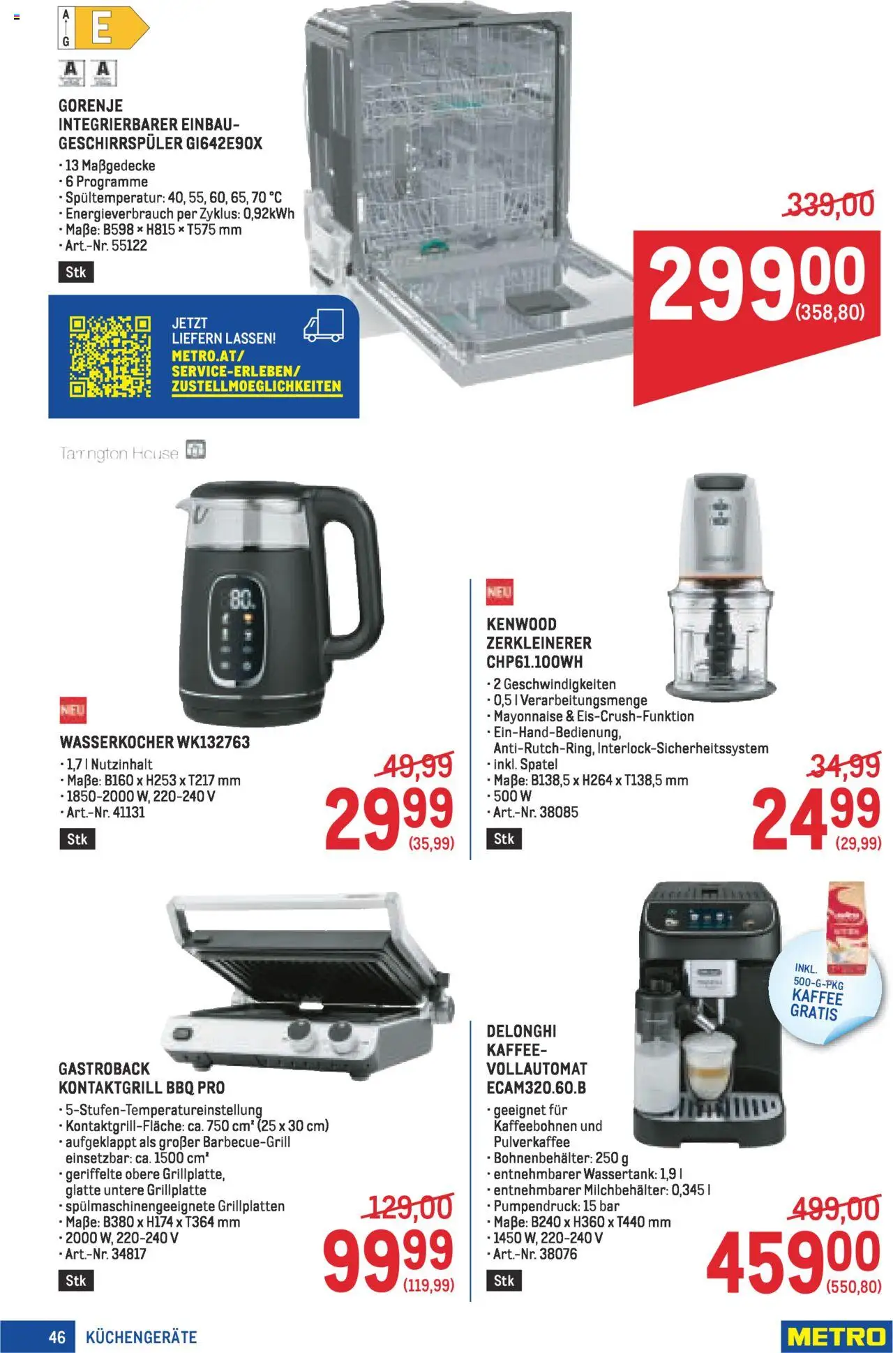 Metro angebote Profi gültig ab 16.10.2025 | Seite: 46 | Produkte: Mayonnaise, Geschirrspüler, Wasserkocher, Kaffee