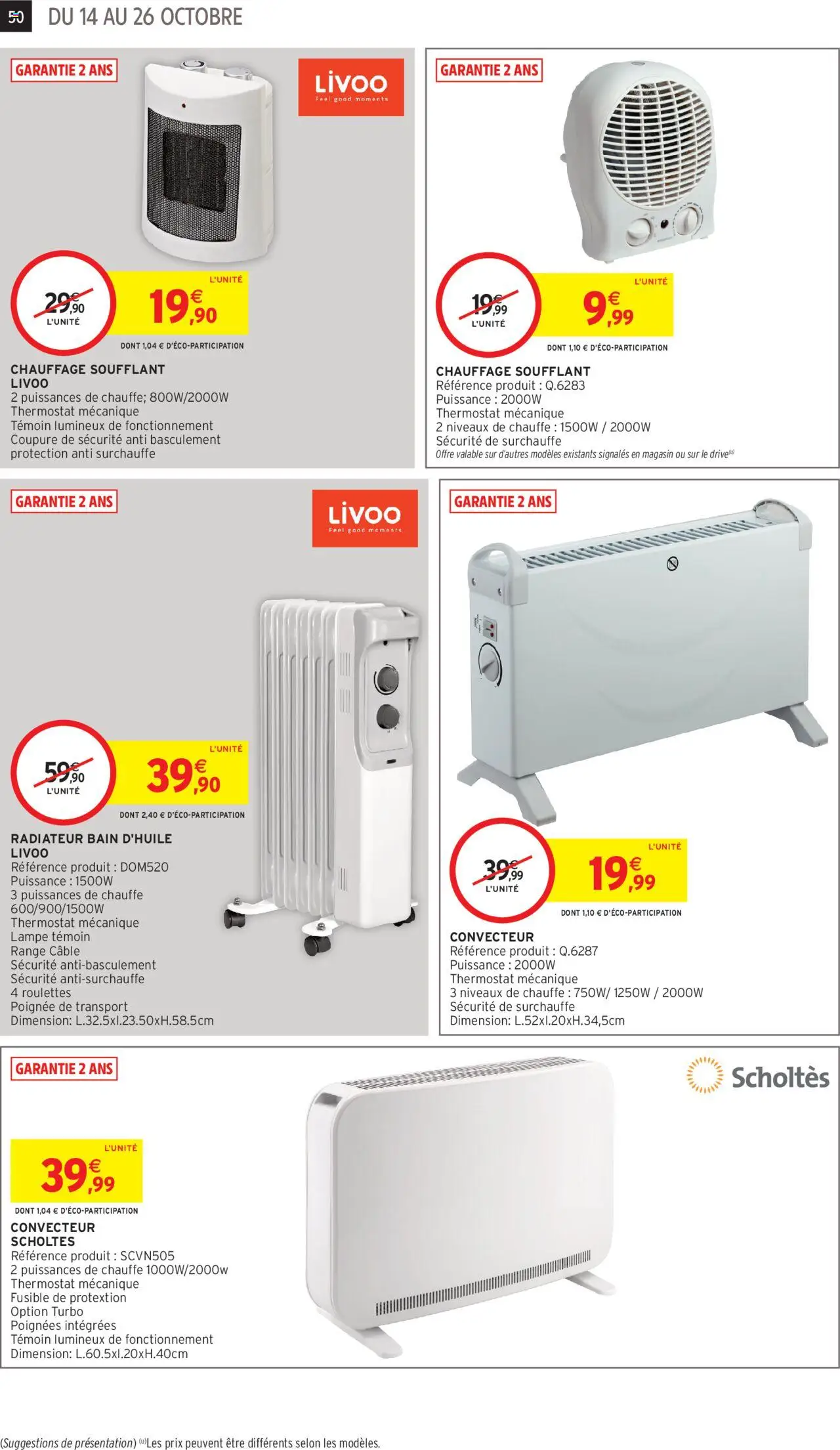 {H1} | Page: 50 | Produits: Chauffage soufflant, Poignées, Radiateur, Lampe