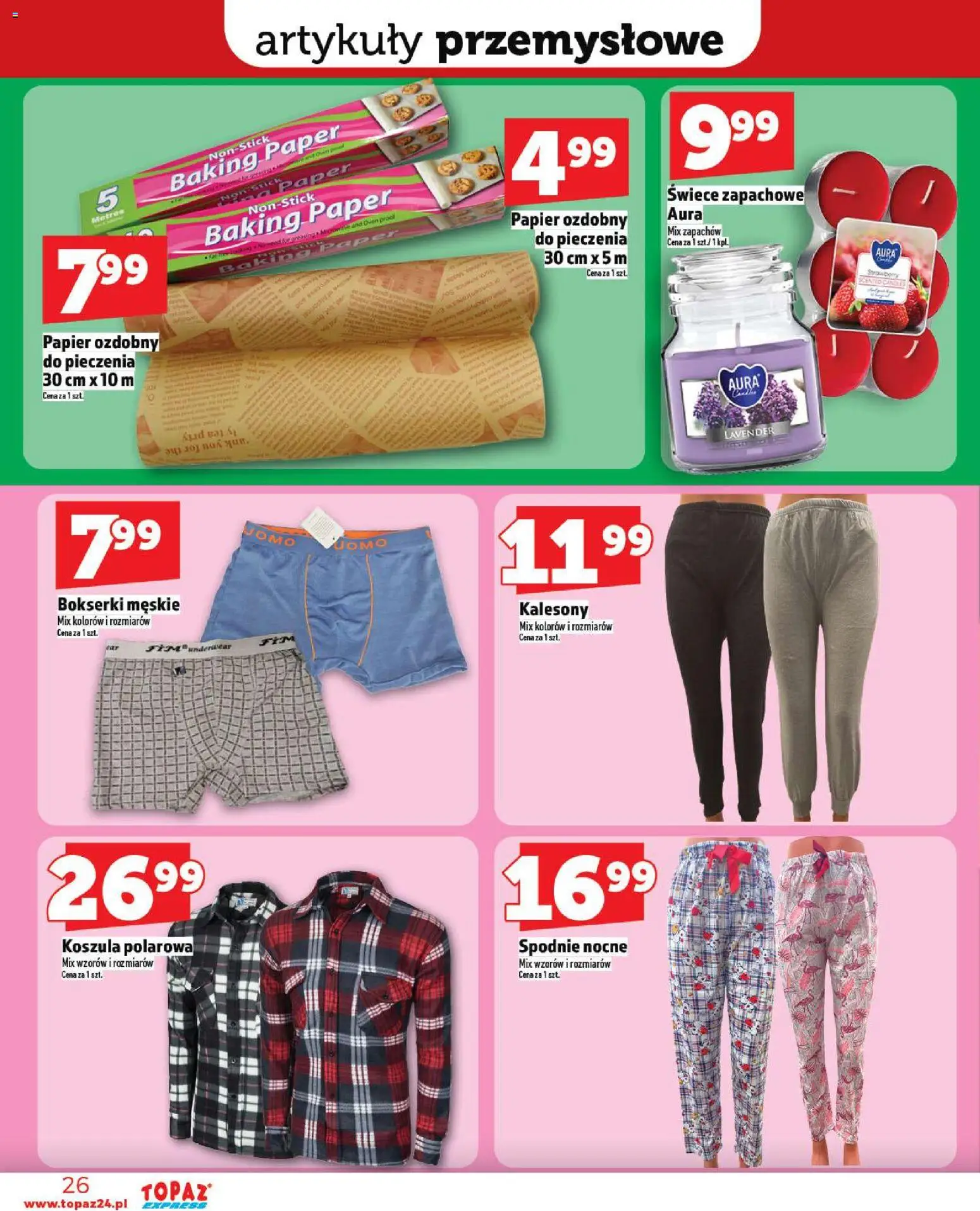 Topaz Gazetka - Express od 13.11.2025 | Strona: 26 | Produkty: Spodnie, Bokserki, Bokserki męskie, Artykuły przemysłowe