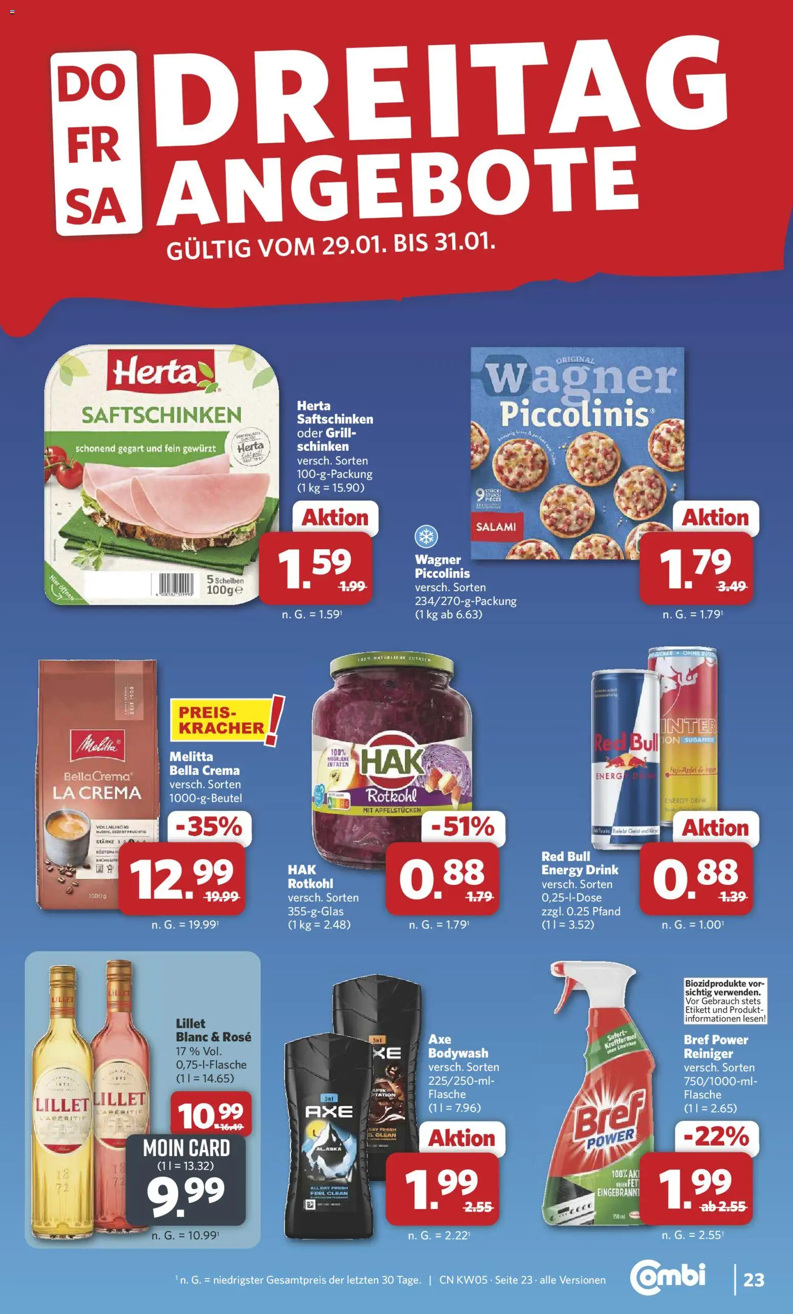 Combi Prospekt 	 – gültig ab 26.01.2026 | Seite: 23 | Produkte: Melitta, Energy, Lillet, Schinken