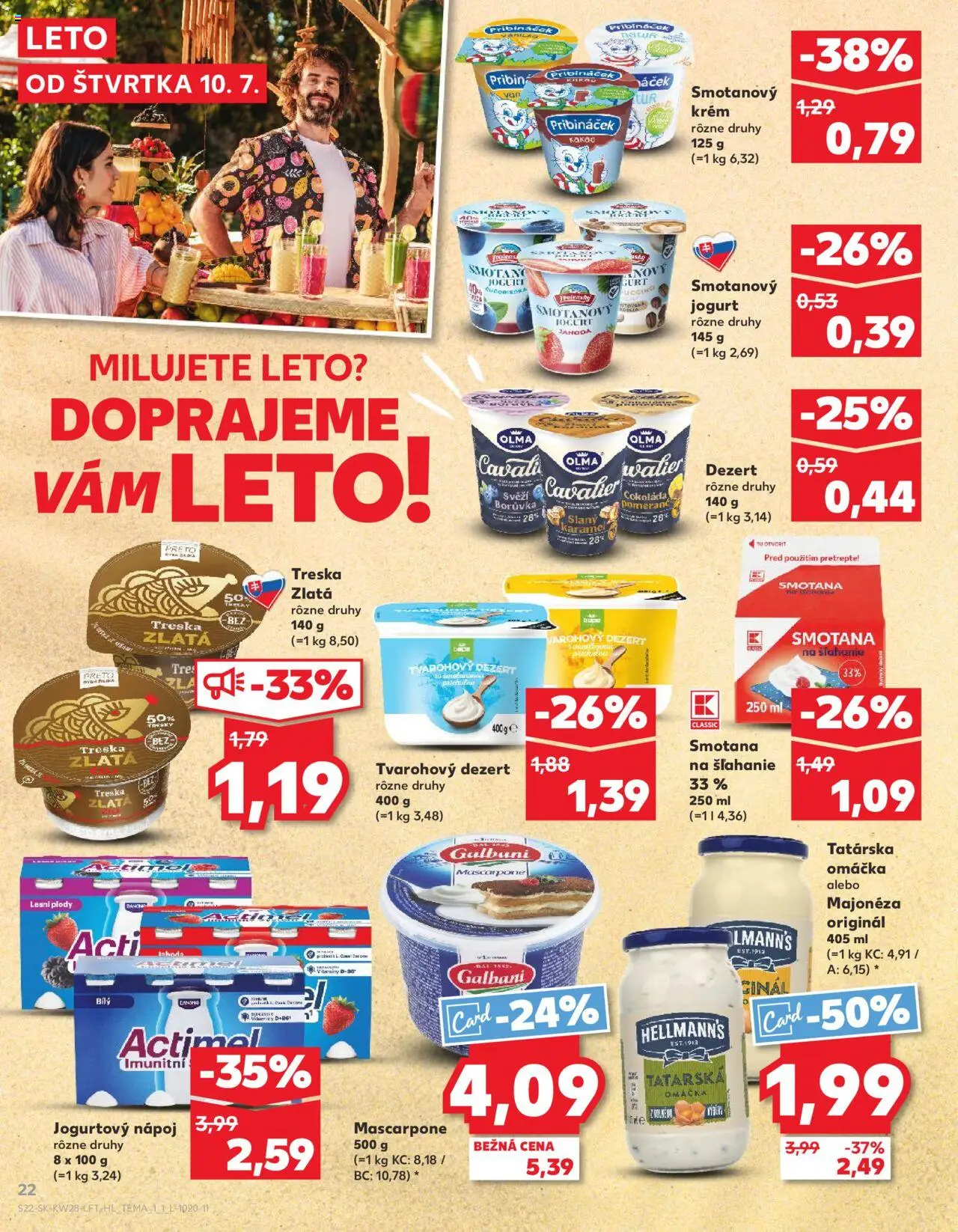 Kaufland Partizánske │ platný od 10.07.2025 | Strana: 22 | Produkty: Čokoláda, Krém, Actimel, Treska