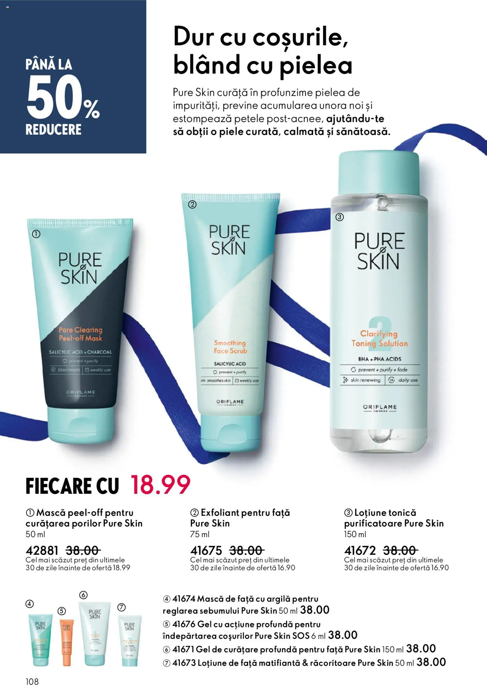 Noul catalog Oriflame – valabil de la 03.12.2025 | Pagină: 108 | Produse: Loțiune tonică, Gel de curățare, Scrub, Sos