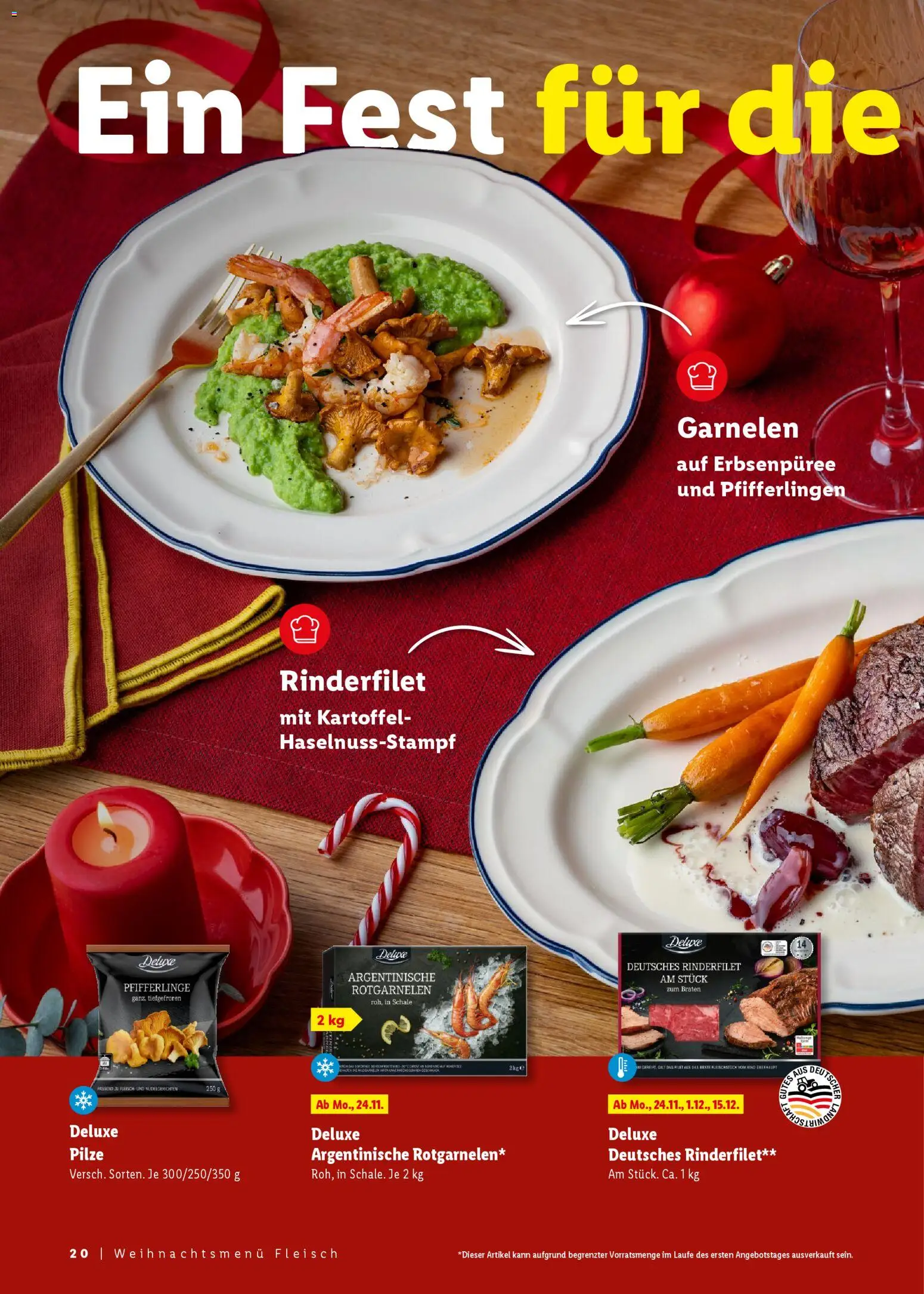 Lidl - Black Friday – gültig ab 31.10.2025 | Seite: 20 | Produkte: Rinderfilet, Garnelen, Pfifferlinge, Fleisch