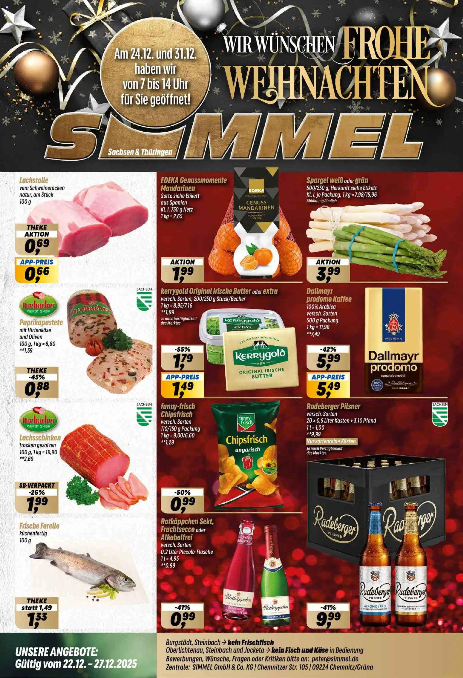 Simmel Prospekt 	 – gültig ab 22.12.2025 | Seite: 1 | Produkte: Käse, Kaffee, Spargel, Wurst