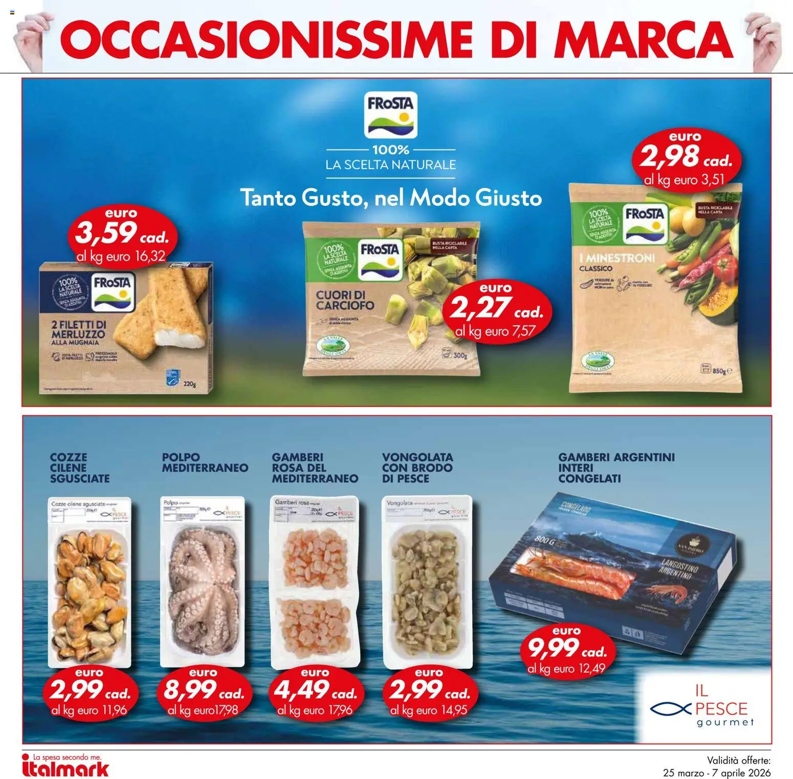 Volantino Italmark del 25.04.2026 | Pagina: 8 | Prodotti: Pesce, Gamberi, Cozze, Polpo
