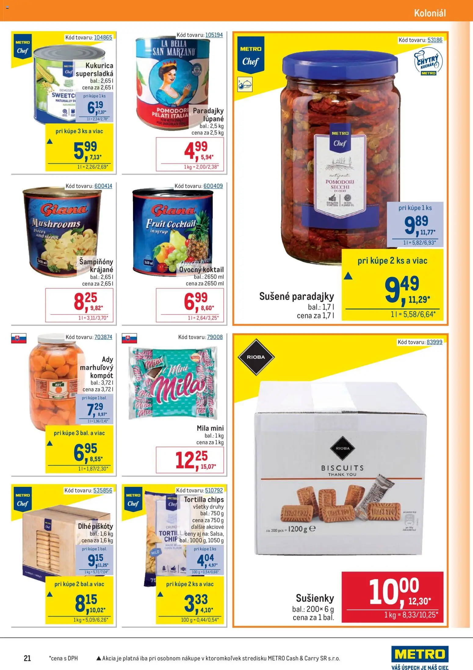 Nové Metro akcie – leták je platný od 02.01.2026 | Strana: 21 | Produkty: Paradajky, Tortilla, Mila, Kukurica