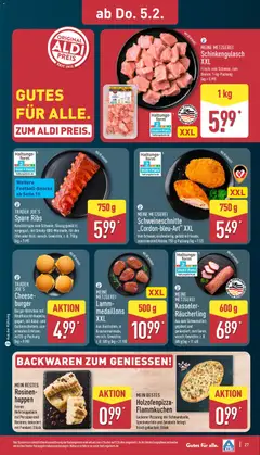Aldi Prospekt 	 ab 02.02.2026 gültig | Seite: 29 | Produkte: Käse, Spare ribs, Burger, Rosinen