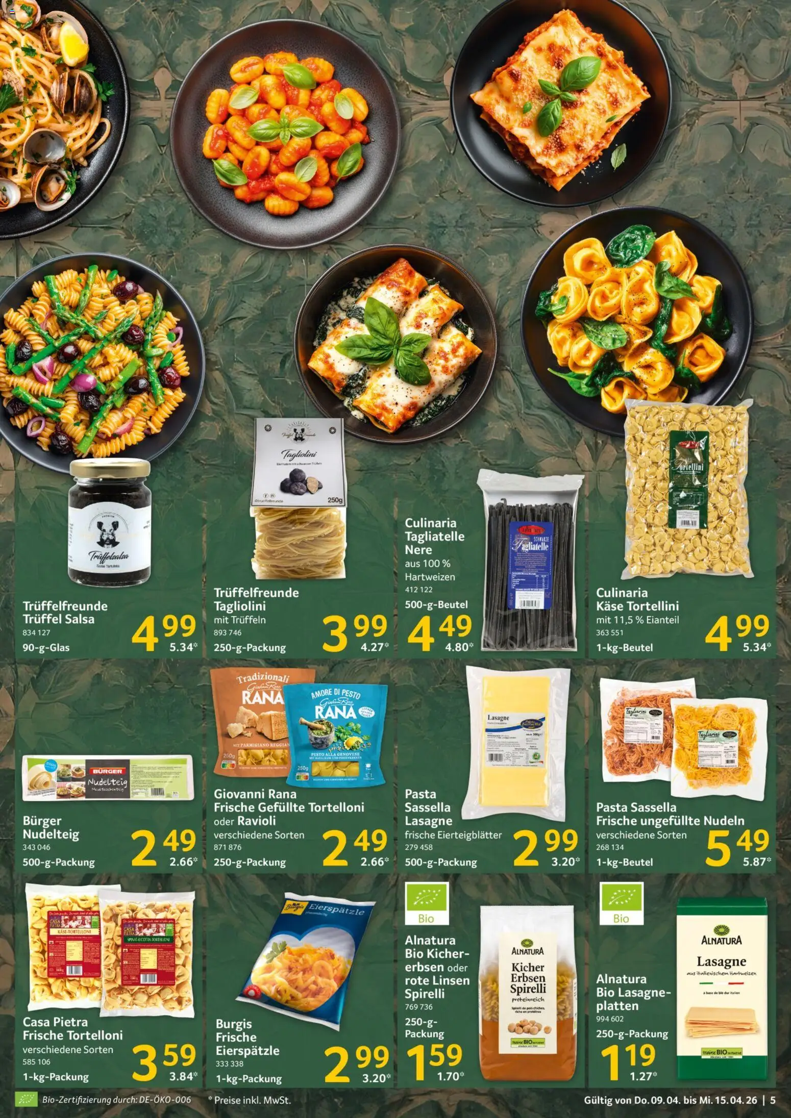 Selgros Prospekt 	 – gültig ab 09.04.2026 | Seite: 5 | Produkte: Käse, Pasta, Nudeln, Erbsen