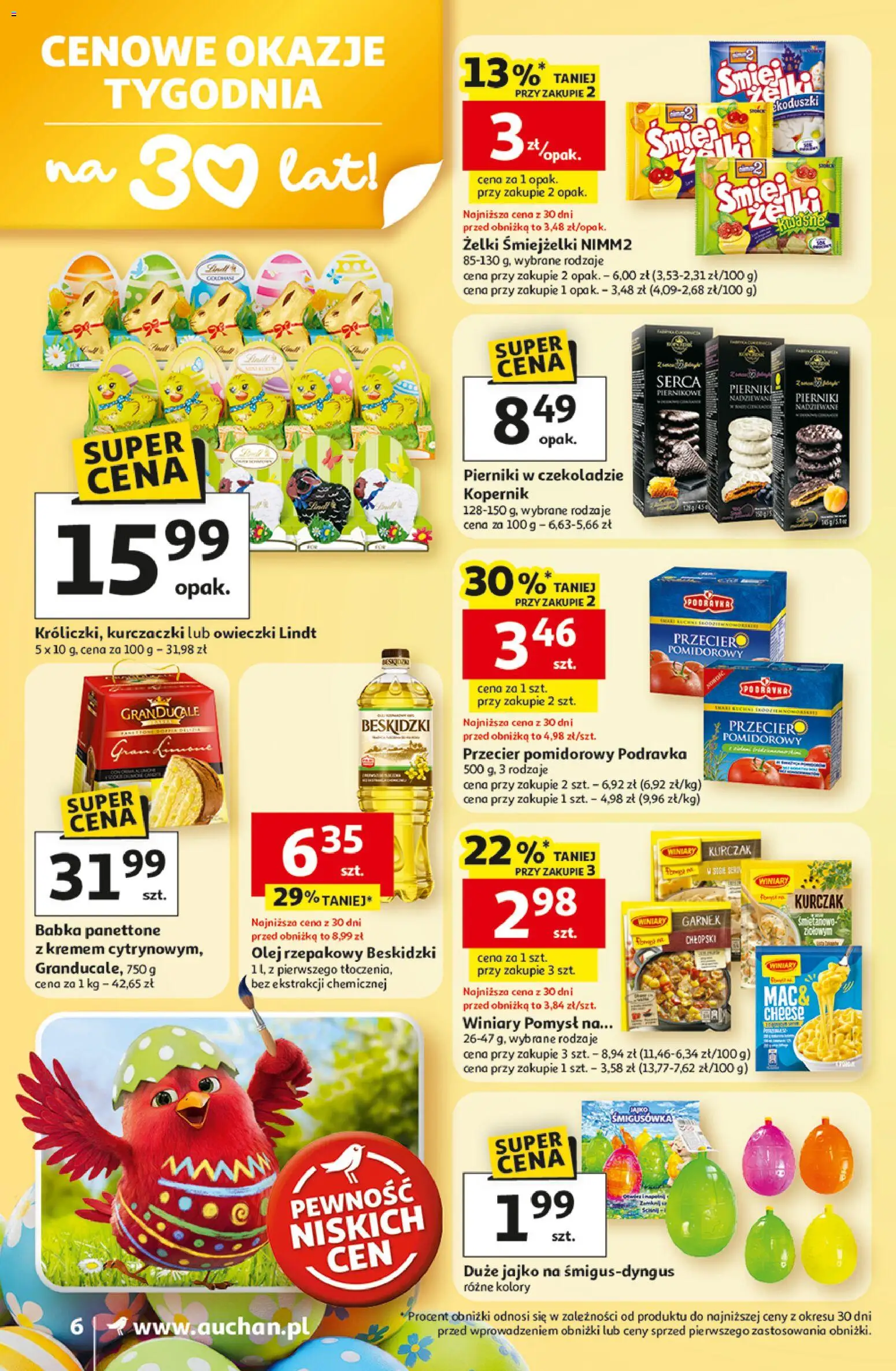 Auchan gazetka od 19.03.2026 | Strona: 6 | Produkty: Olej rzepakowy, Kurczak, Przecier pomidorowy, Pierniki w czekoladzie