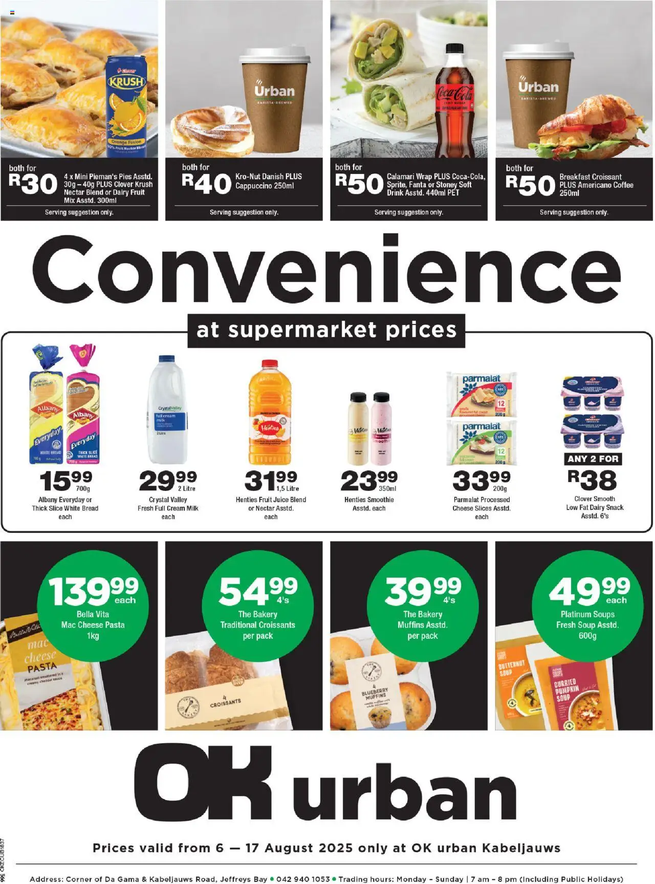 OK Foods Eastern Cape - OK Urban │ valid from 06.08.2025 | Page: 1 | Products: Milk, Bread, Coffee, Stoney