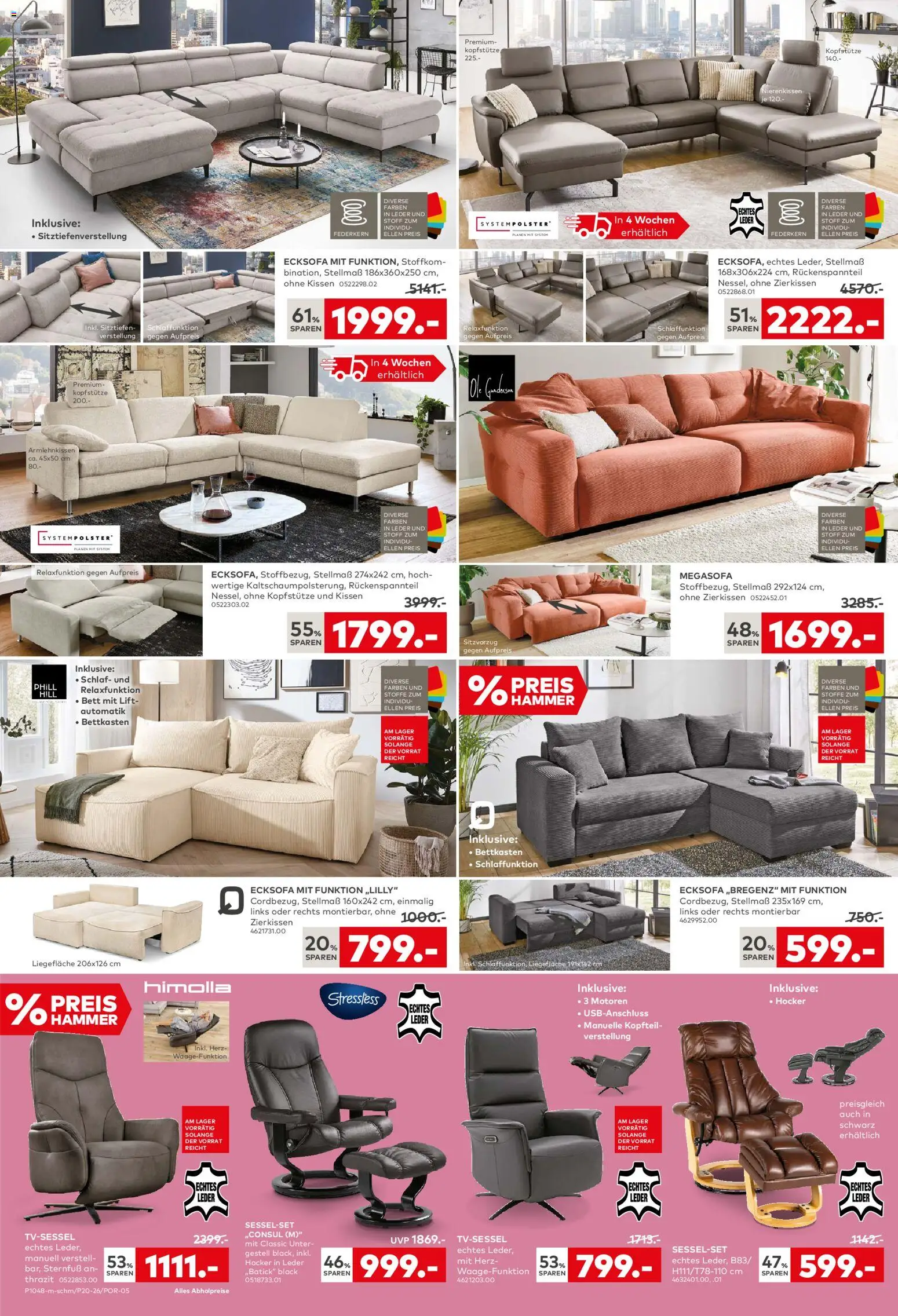 Porta! Prospekt Aachen – gültig ab 04.05.2026 | Seite: 2 | Produkte: Hocker, Ecksofa, Bett, Kissen