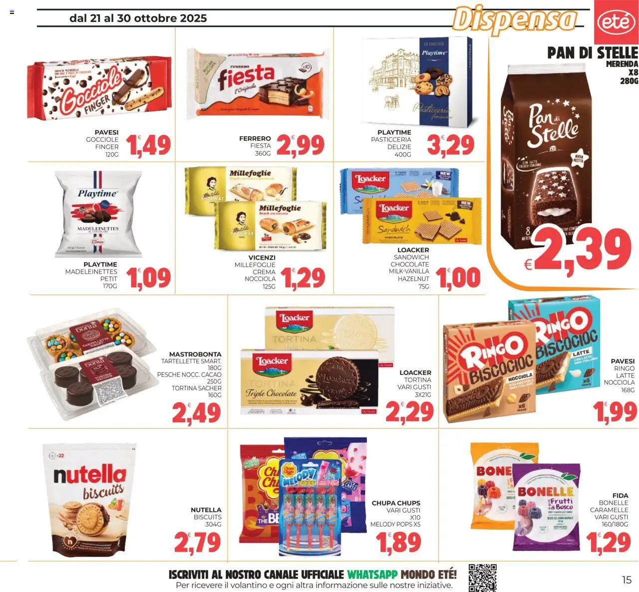 Volantino Eté del 21.10.2025 | Pagina: 15 | Prodotti: Crema, Caramelle, Nocciole, Nutella
