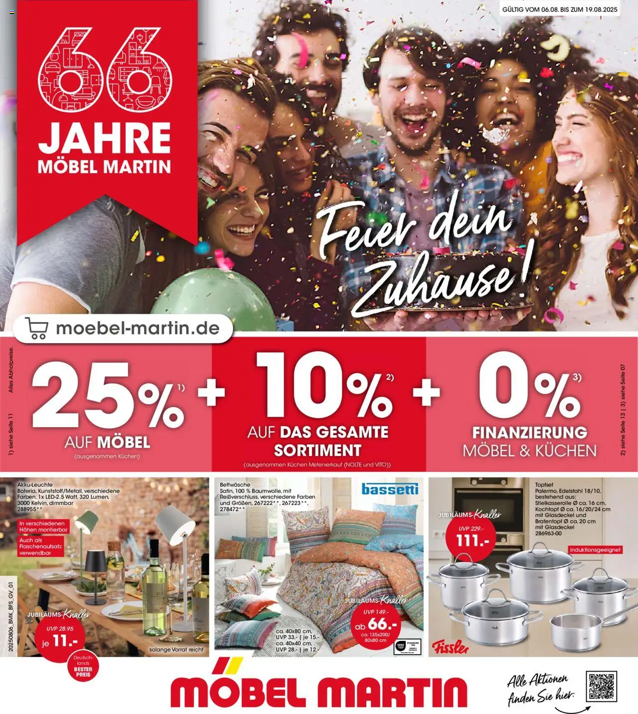 Möbel Martin Prospekt 	 - gültig ab dem 06.08.2025 | Seite: 1 | Produkte: Bettwäsche, Kuchen