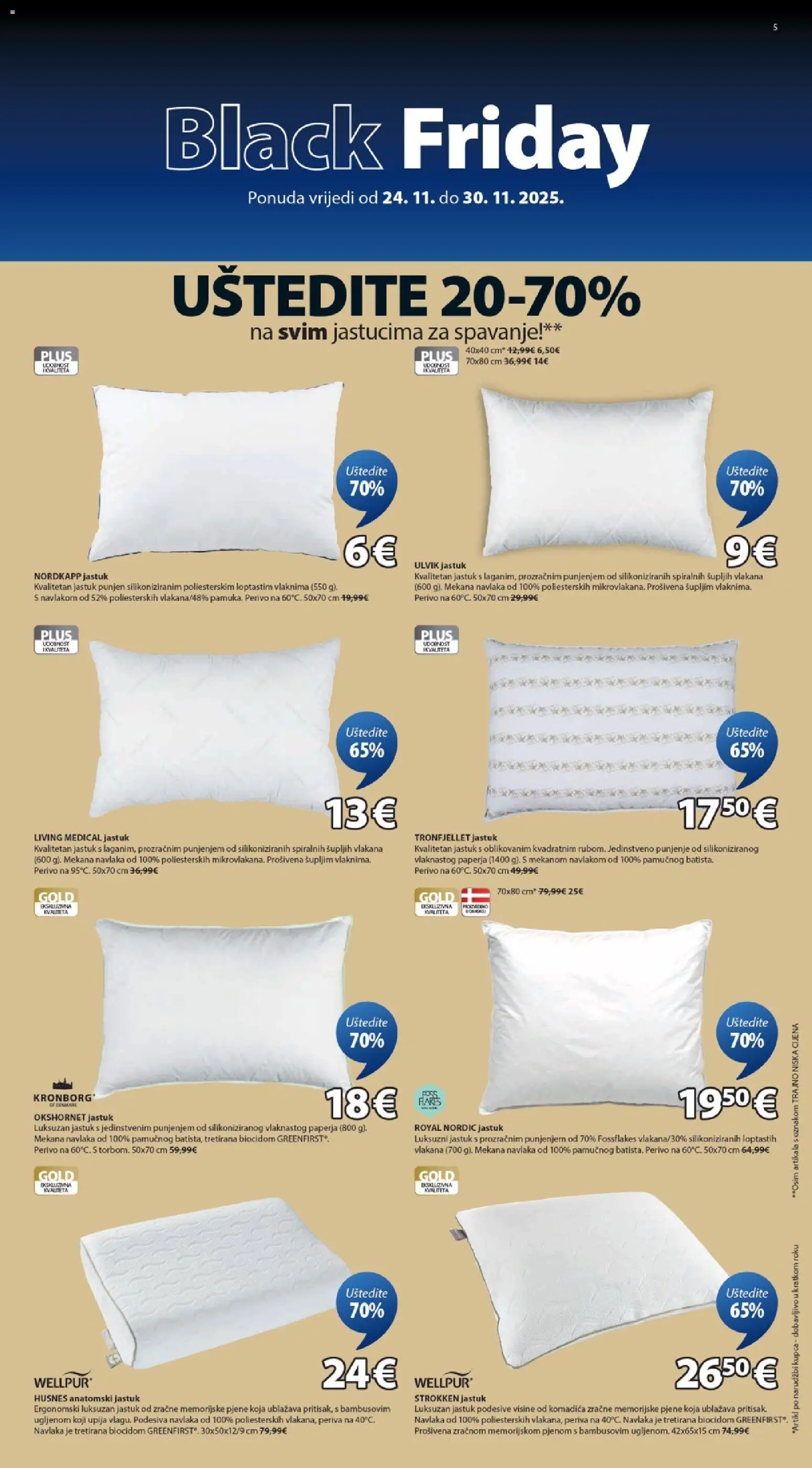 JYSK katalog | vrijedi od 24.11.2025 | Stranica: 5 | Proizvodi: Jastuk
