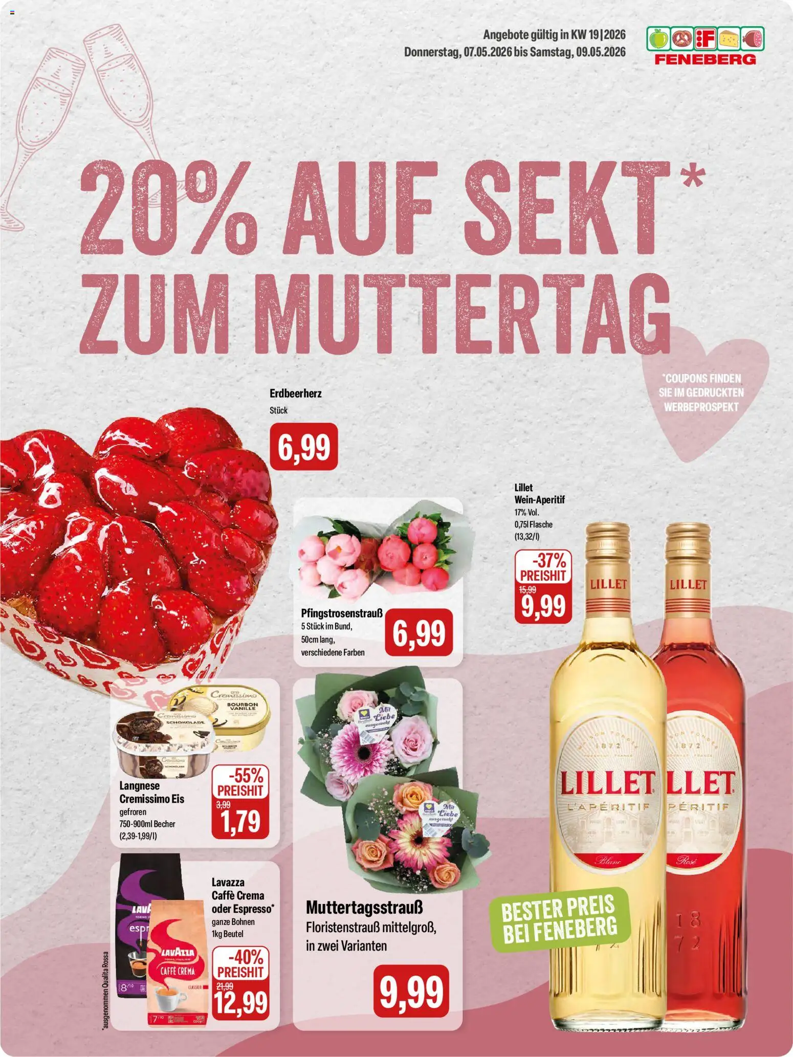 Feneberg Angebote – gültig ab 07.05.2026 | Seite: 1 | Produkte: Langnese, Cremissimo, Lillet, Eis