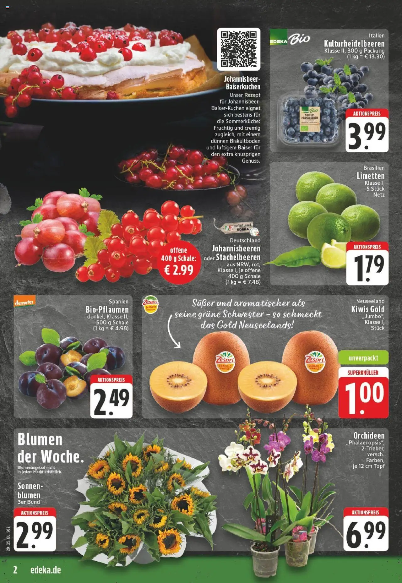 Edeka prospekt Dortmund	 - gültig ab dem 06.07.2025 | Seite: 2 | Produkte: Limetten, Blumen, Heidelbeeren, Kiwi