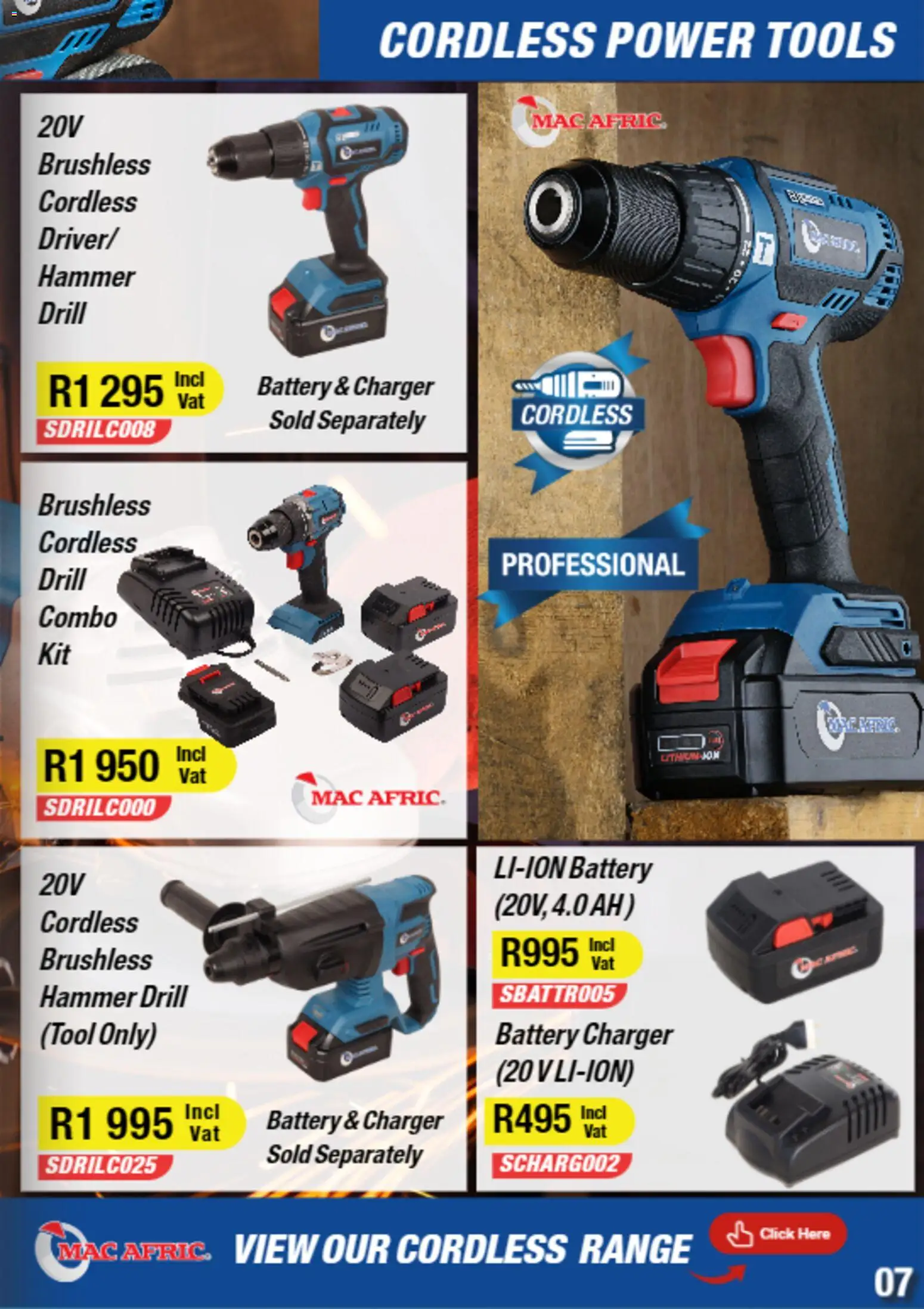 New Adendorff catalogue – valid from 01.01.2026 | Page: 9 | Products: Drill, Battery, Charger, Hammer