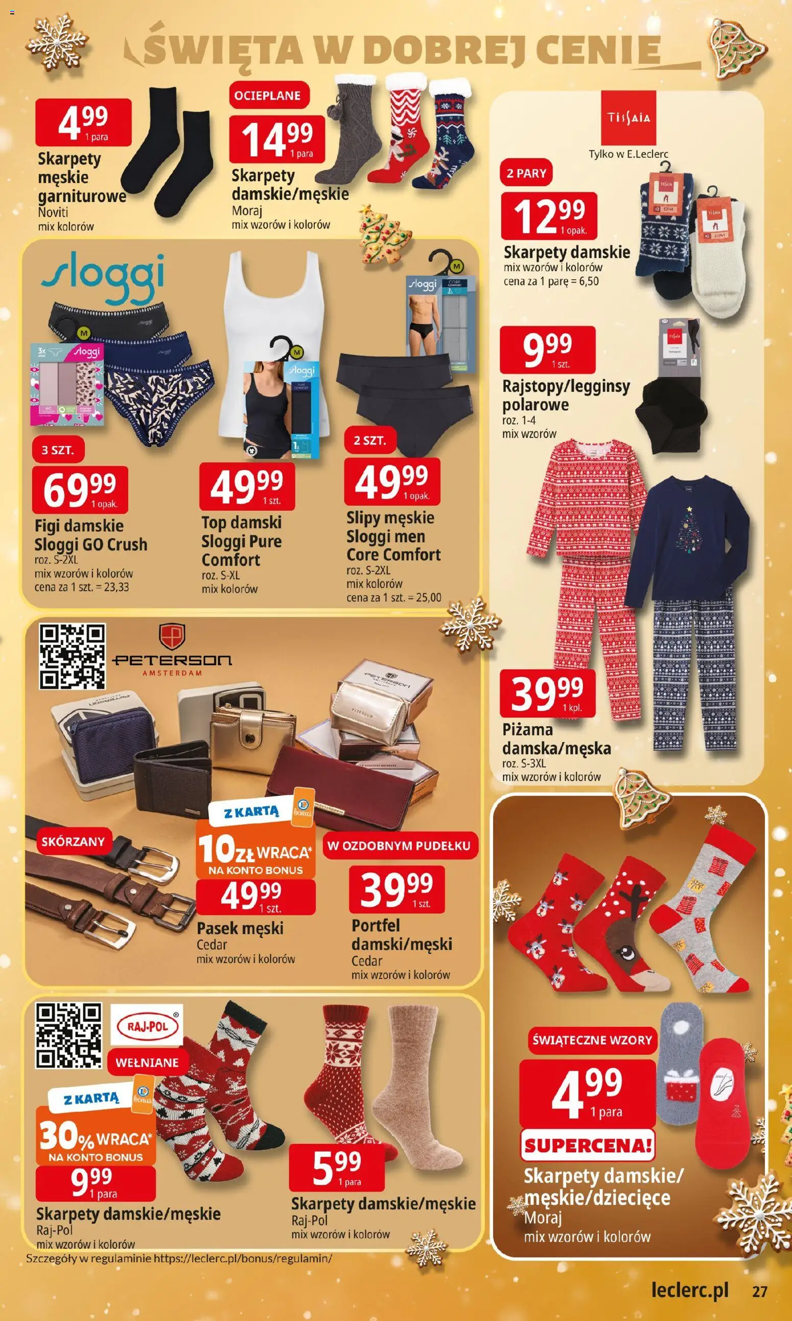 E.Leclerc Gazetka - Zamość od 09.12.2025 | Strona: 27 | Produkty: Karta, Skarpety damskie, Portfel, Pasek