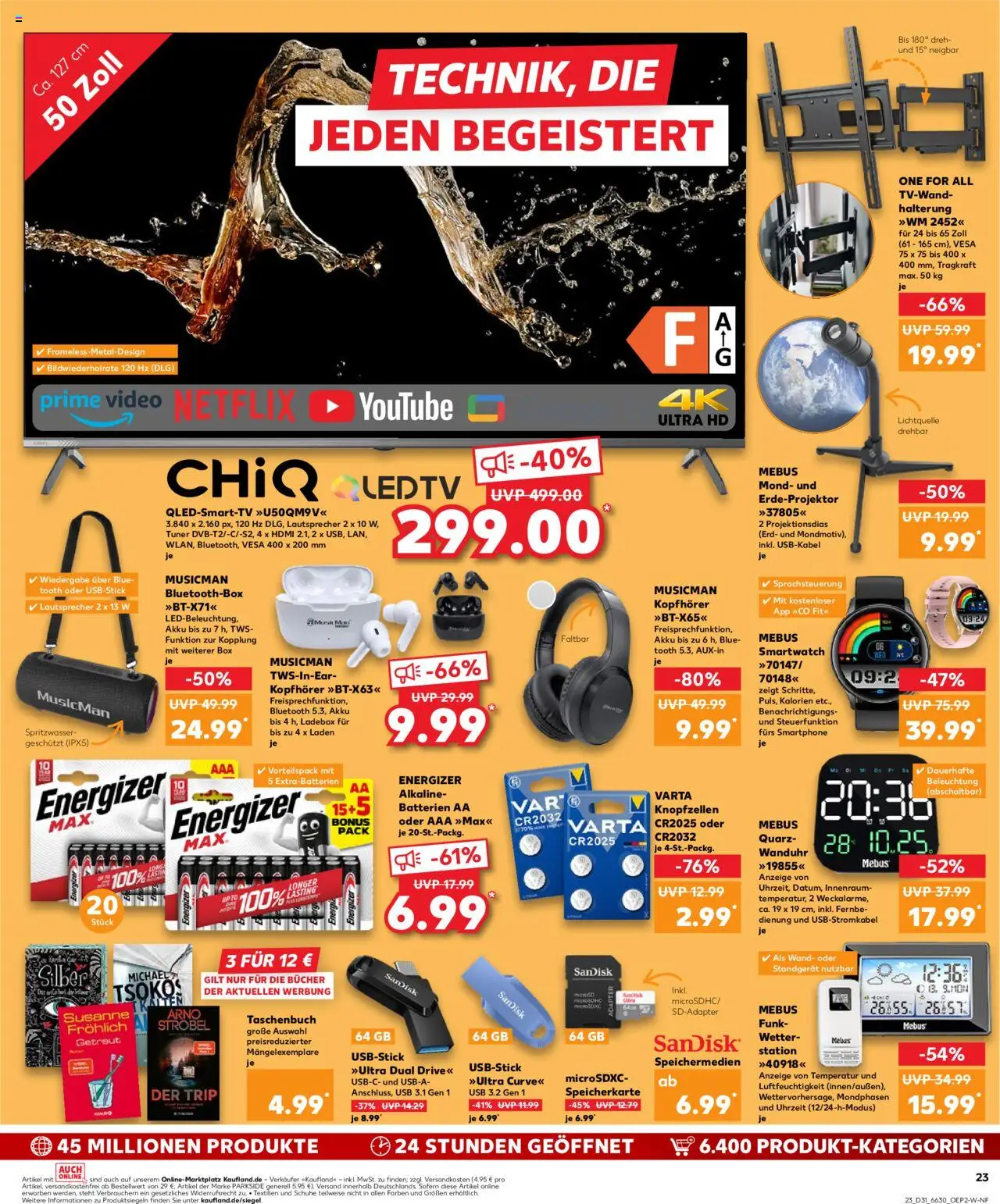 Kaufland prospekt Hannover	 - gültig ab dem 31.07.2025 | Seite: 23 | Produkte: Speicherkarte, Smartwatch, Batterien, Smart TV