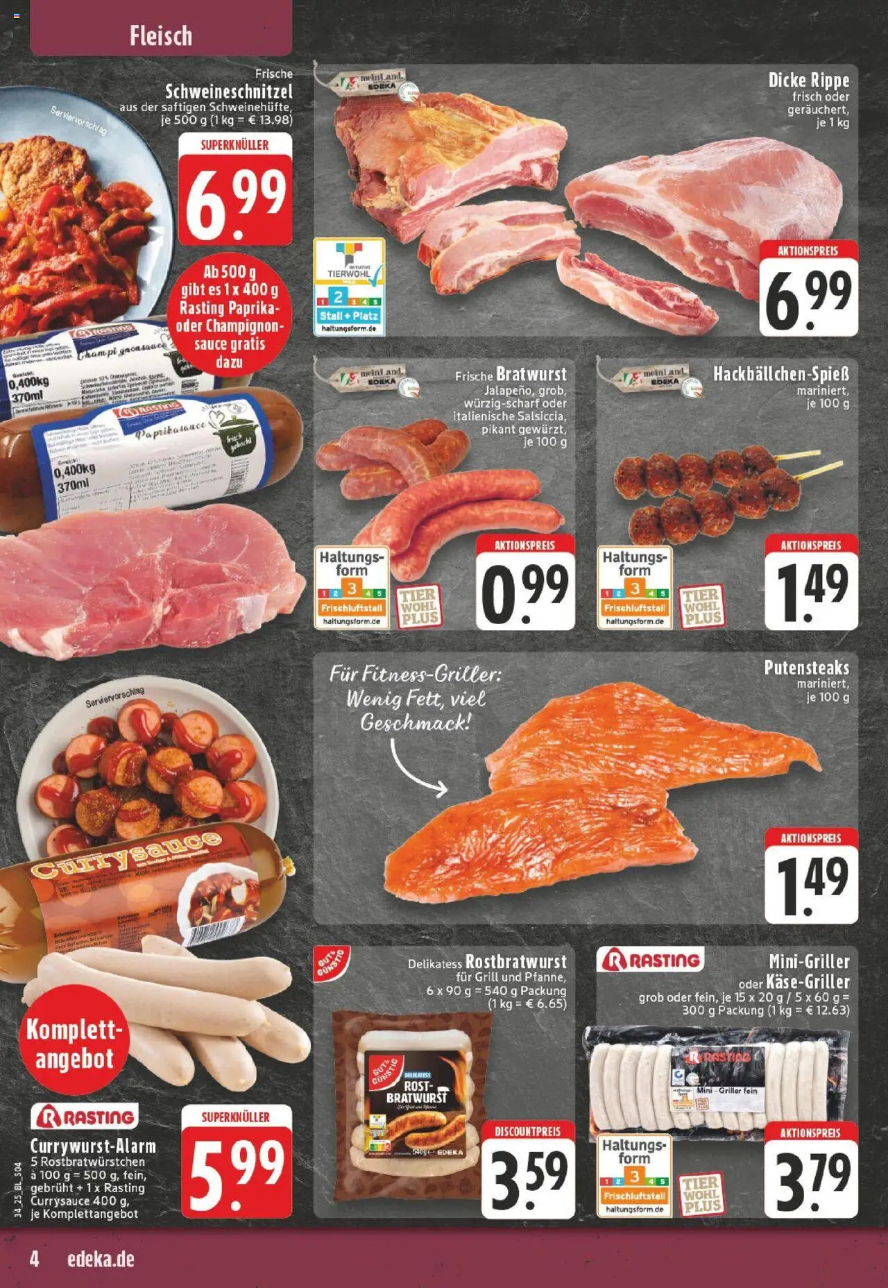 Edeka prospekt Brilon	 - gültig ab dem 17.08.2025 | Seite: 4 | Produkte: Gewicht, Schnitzel, Paprika, Griller
