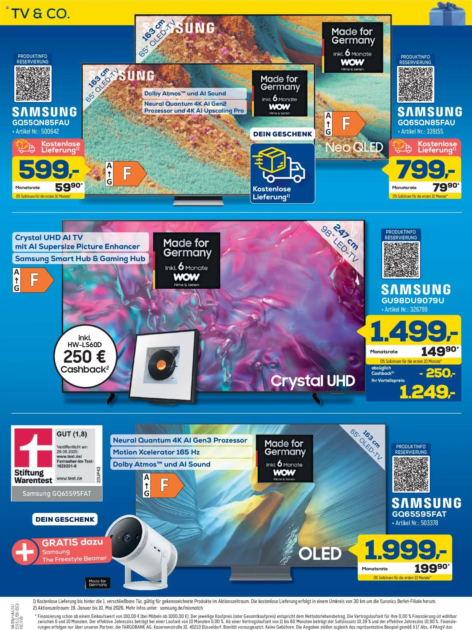 Euronics Prospekt Berlet – gültig ab 26.03.2026 | Seite: 19 | Produkte: Samsung, TV, Beamer