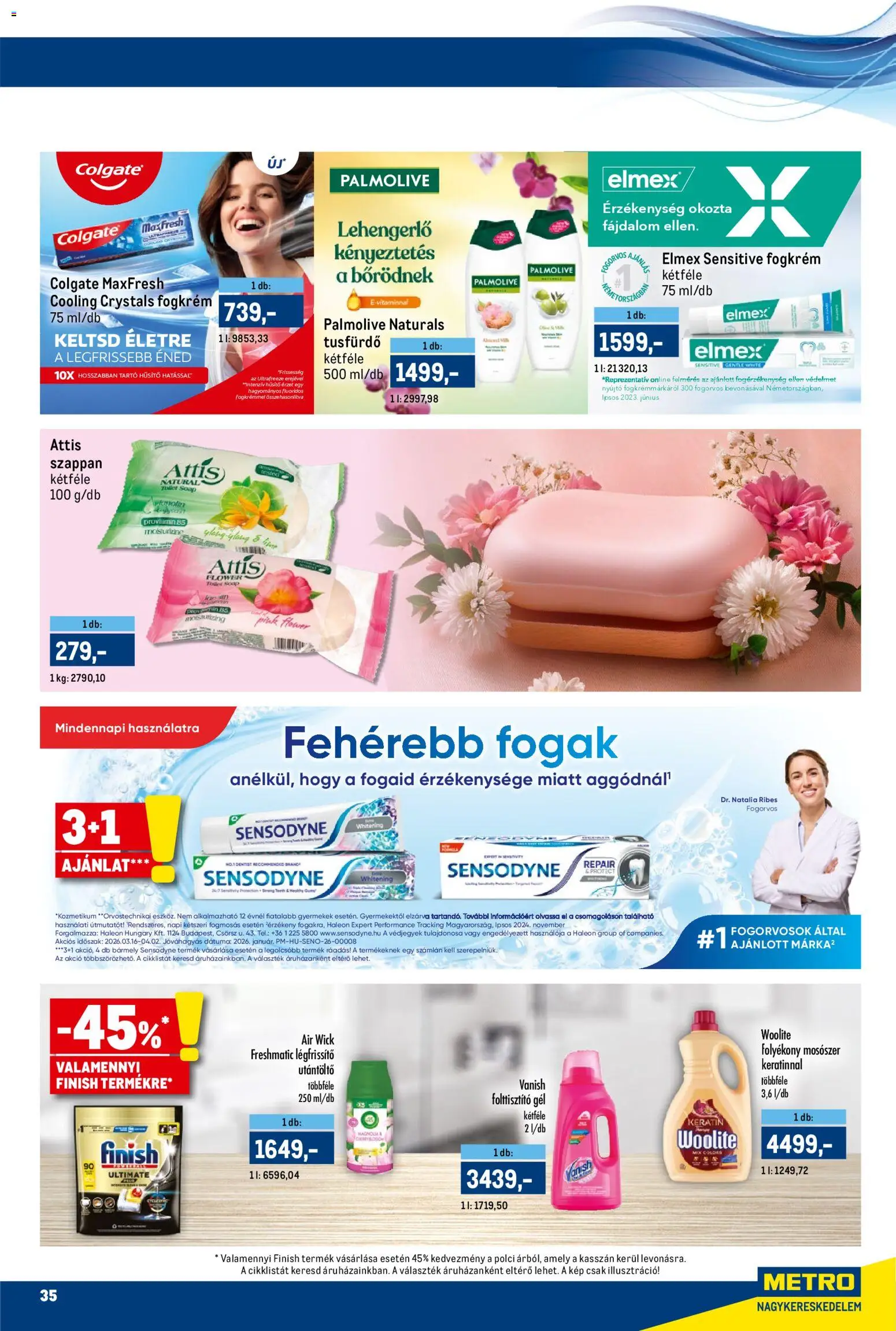 Metro akciós ujság - amely érvényes a következő dátumtól: 16.03.2026 | Oldal: 35 | Termékek: Lime, Légfrissítő, Tusfürdő, Folttisztító
