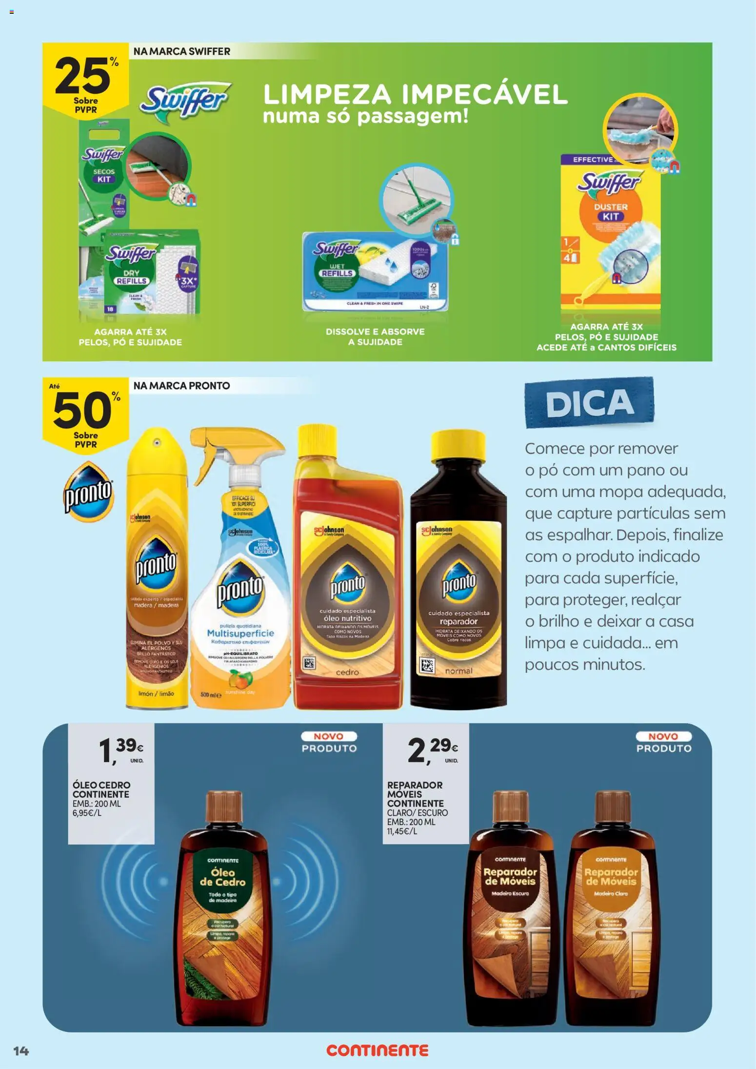 Continente - Limpeza do Lar: Poupança que deixa tudo limpinho │ válido de 02.01.2026 | Página: 14 | Produtos: Pó, Polvo, Óleo